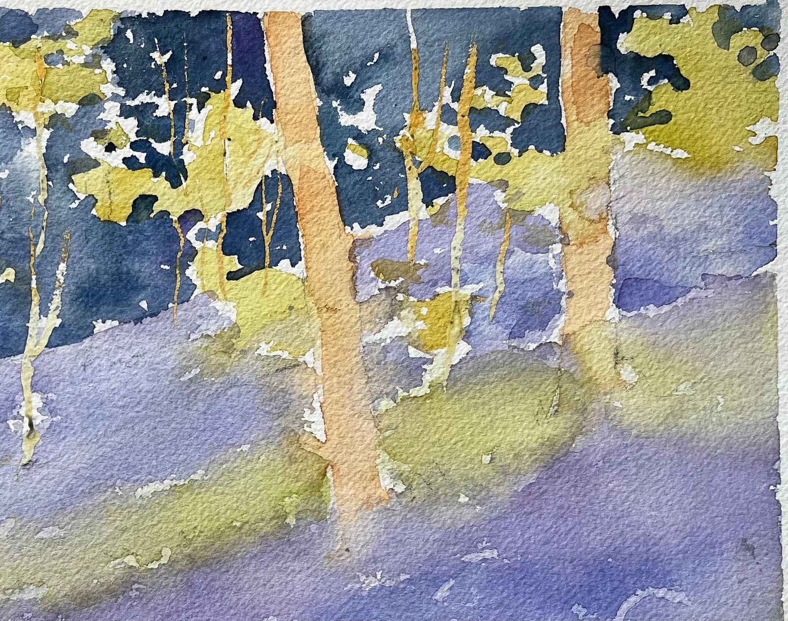 Anthony Avery British Impressionist Watercolor Of A Bluebell Woods Pathway In Spring Light photo Art