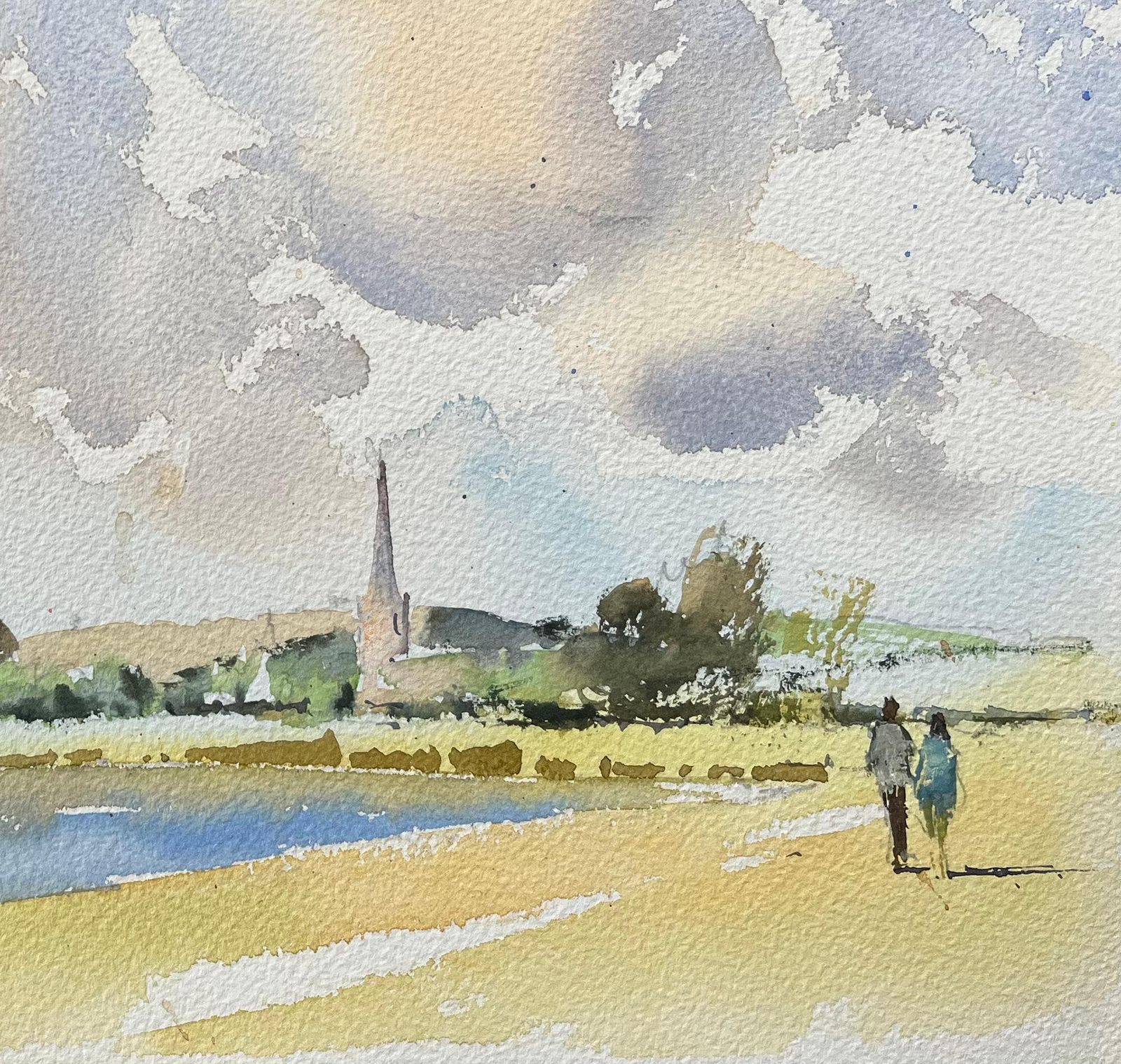 Anthony Avery British Original Watercolor Of A Countryside Walk By The Riverbank photo for sale