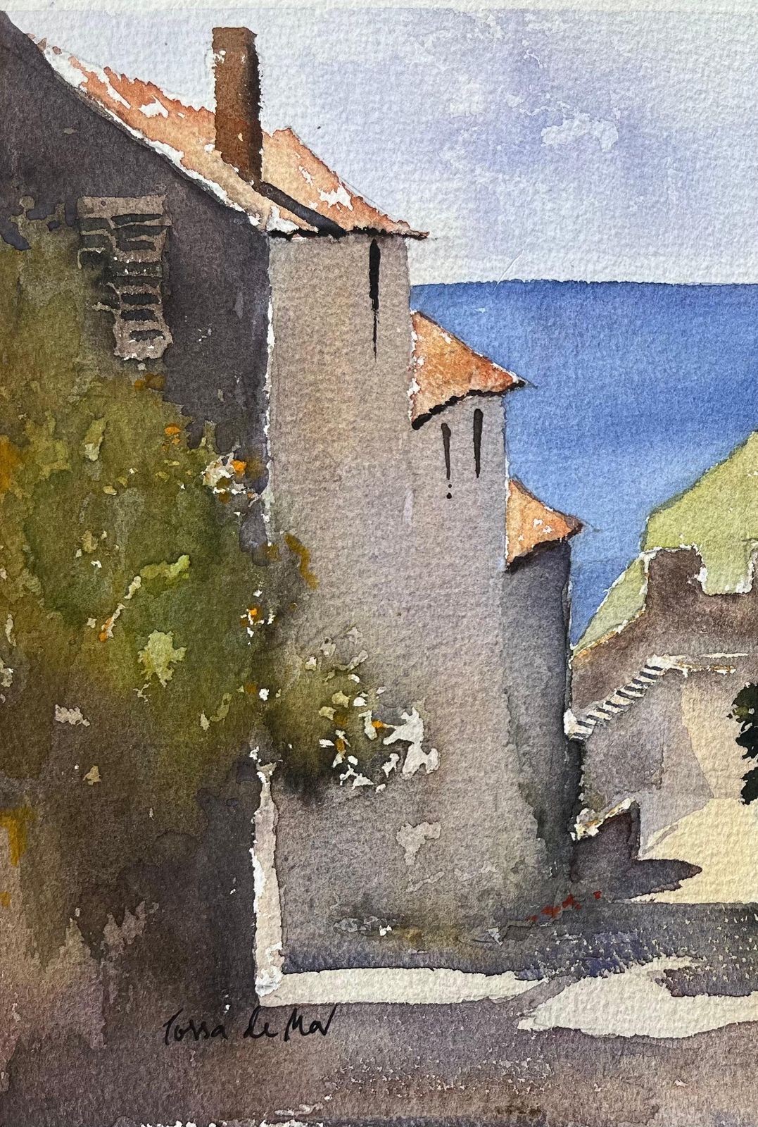 Anthony Avery British Impressionist Watercolor Of Tossa De Mar Coastal Village Scene photo 400.0