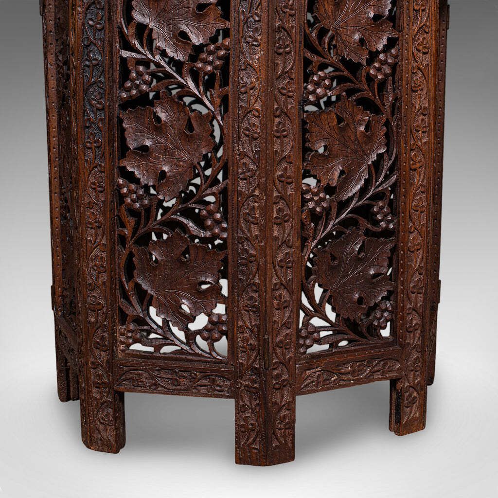 photo furniture Antique Campaign Tea Table, Anglo Indian, Carved, Lamp, Side, Victorian, C.1900