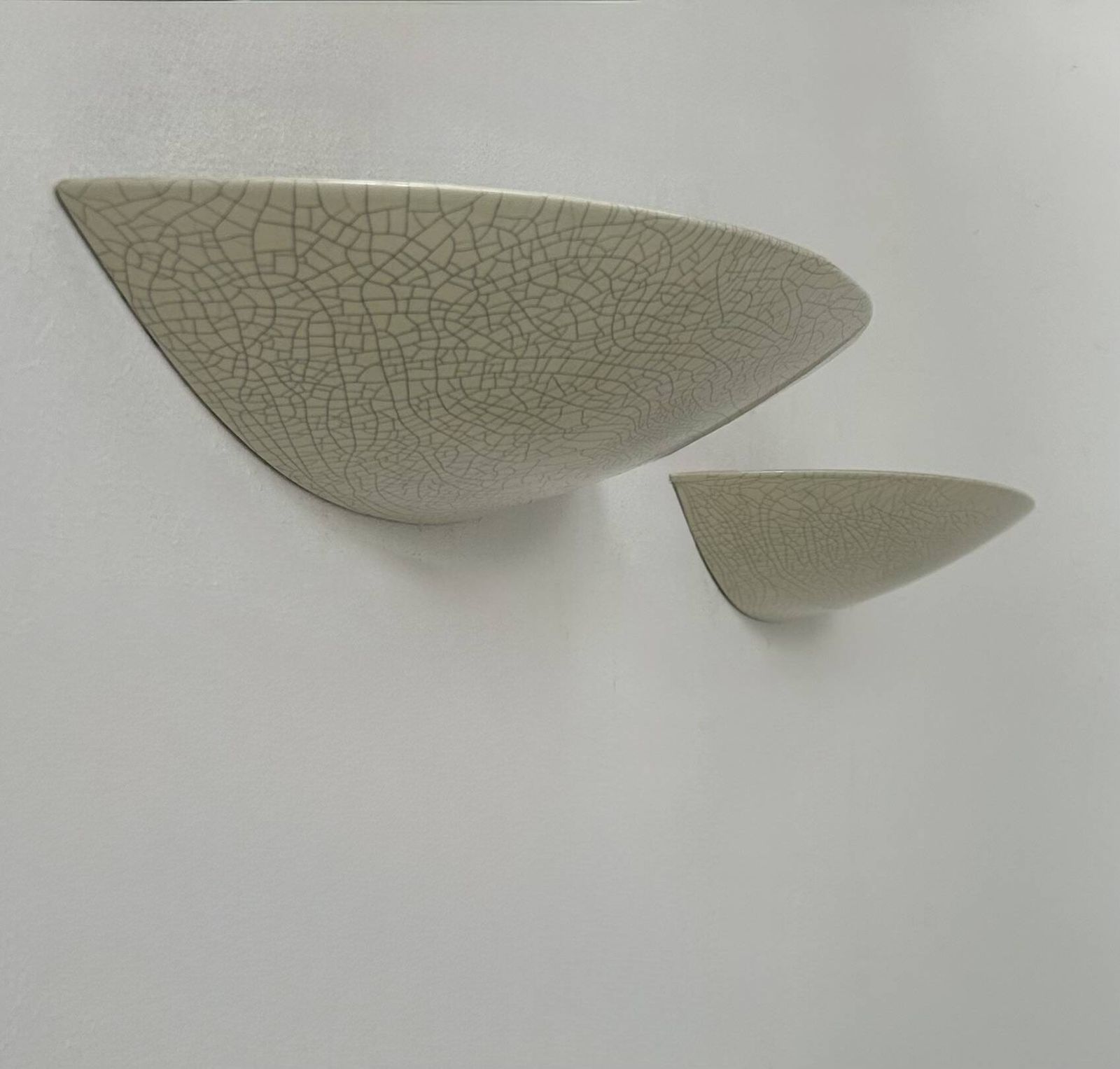 Pair Of Vintage Crackle Glazed Porcelain Wall Sconces, France, 1970 photo vinterior