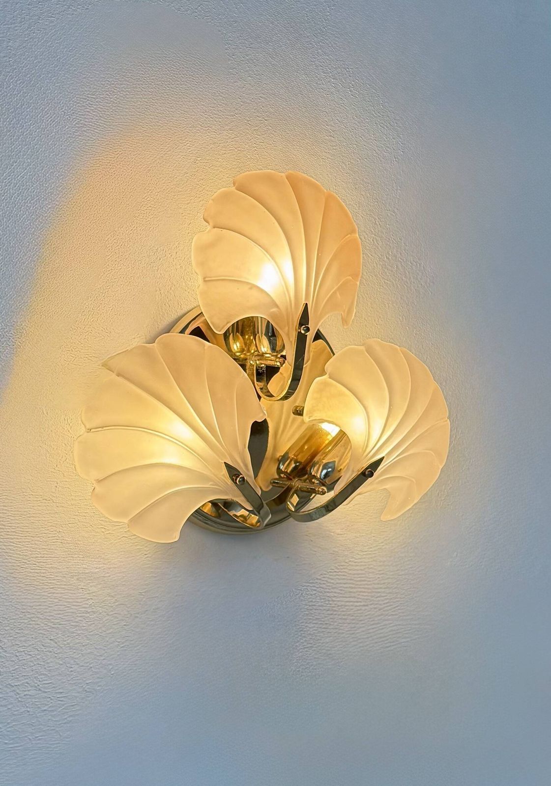 Vintage Wall Sconce With Seashells, Amber Glass And Brass, France, 1970 photo 483.0
