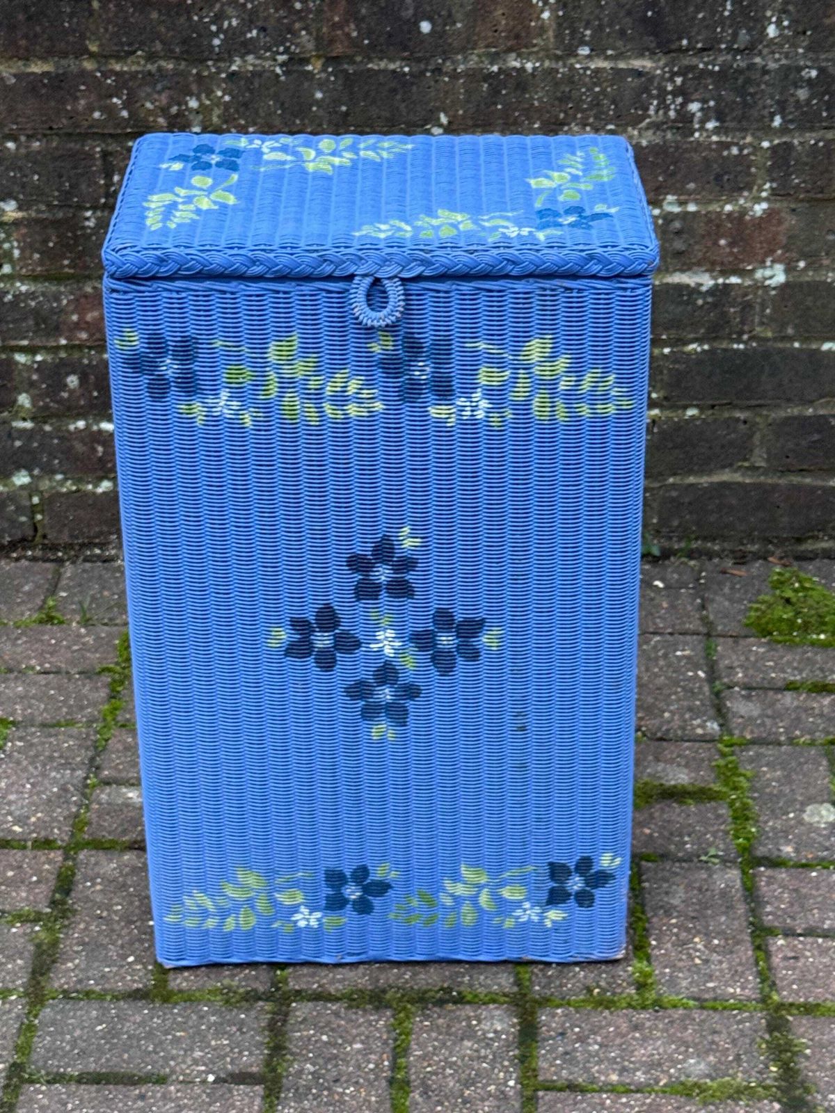 Vintage Hand Painted Lloyd Loom Lusty Wicker Laundry Basket – Upcycled Storage, Retro Home Décor Charm photo furniture