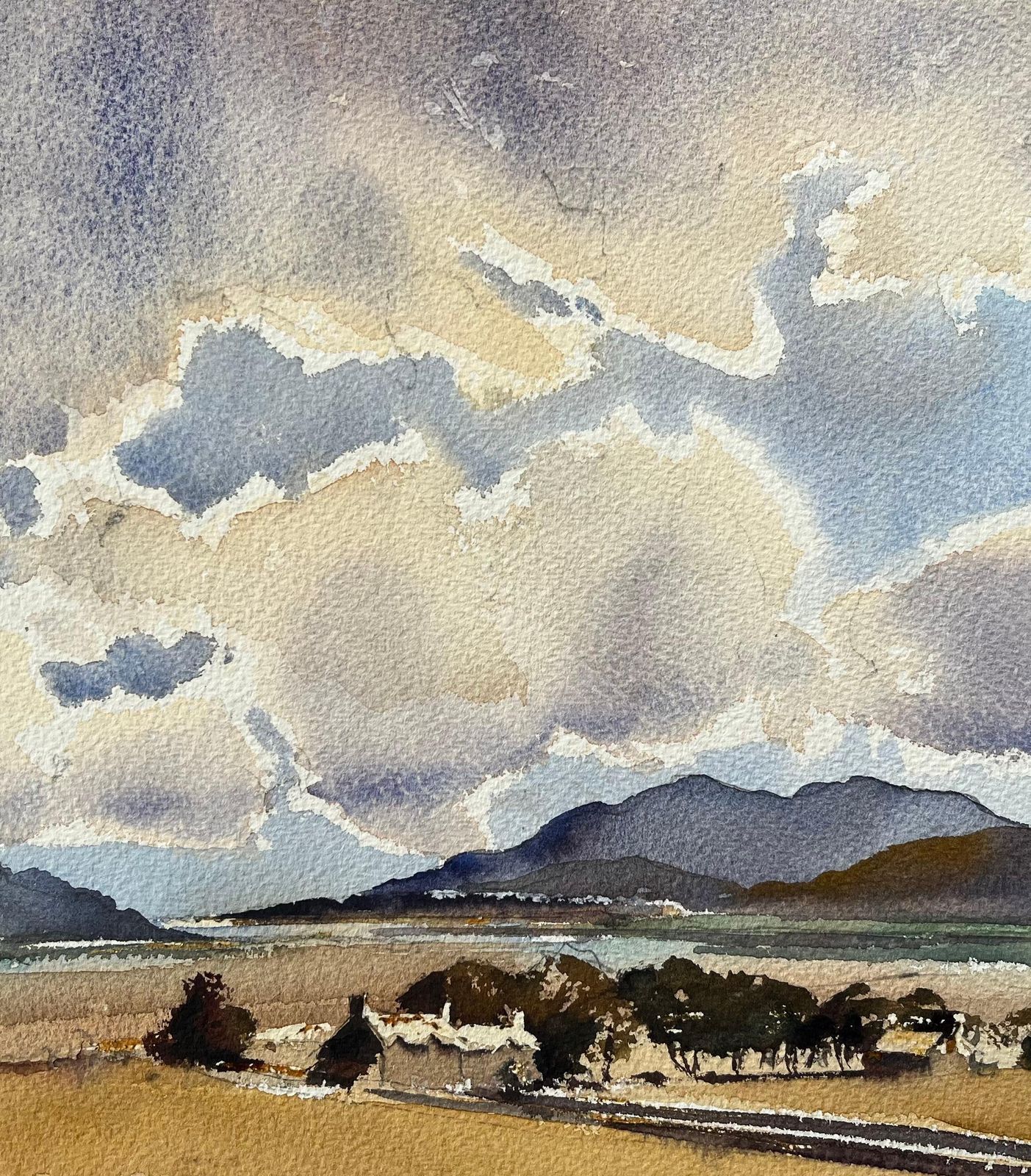 Anthony Avery British Impressionist Watercolor Of A Vast Sky, Rolling Hills And Farm photo 395.0