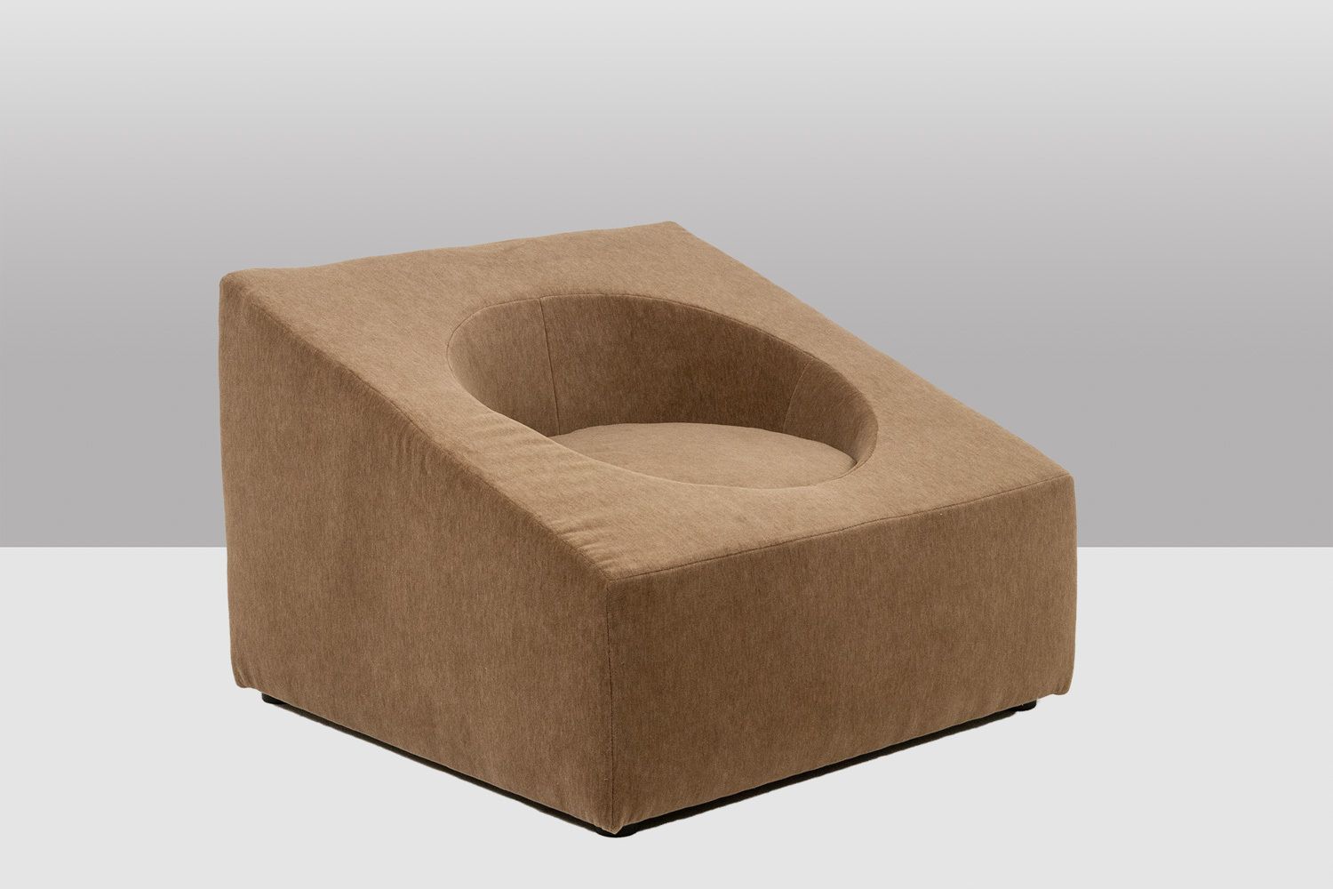 Pair Of Cubic Armchairs In Beige Mohair Fabric. Contemporary. photo Furniture
