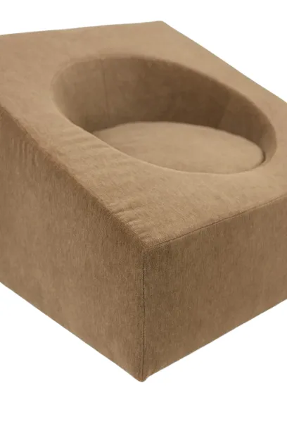 Pair Of Cubic Armchairs In Beige Mohair Fabric. Contemporary. photo 6000.0