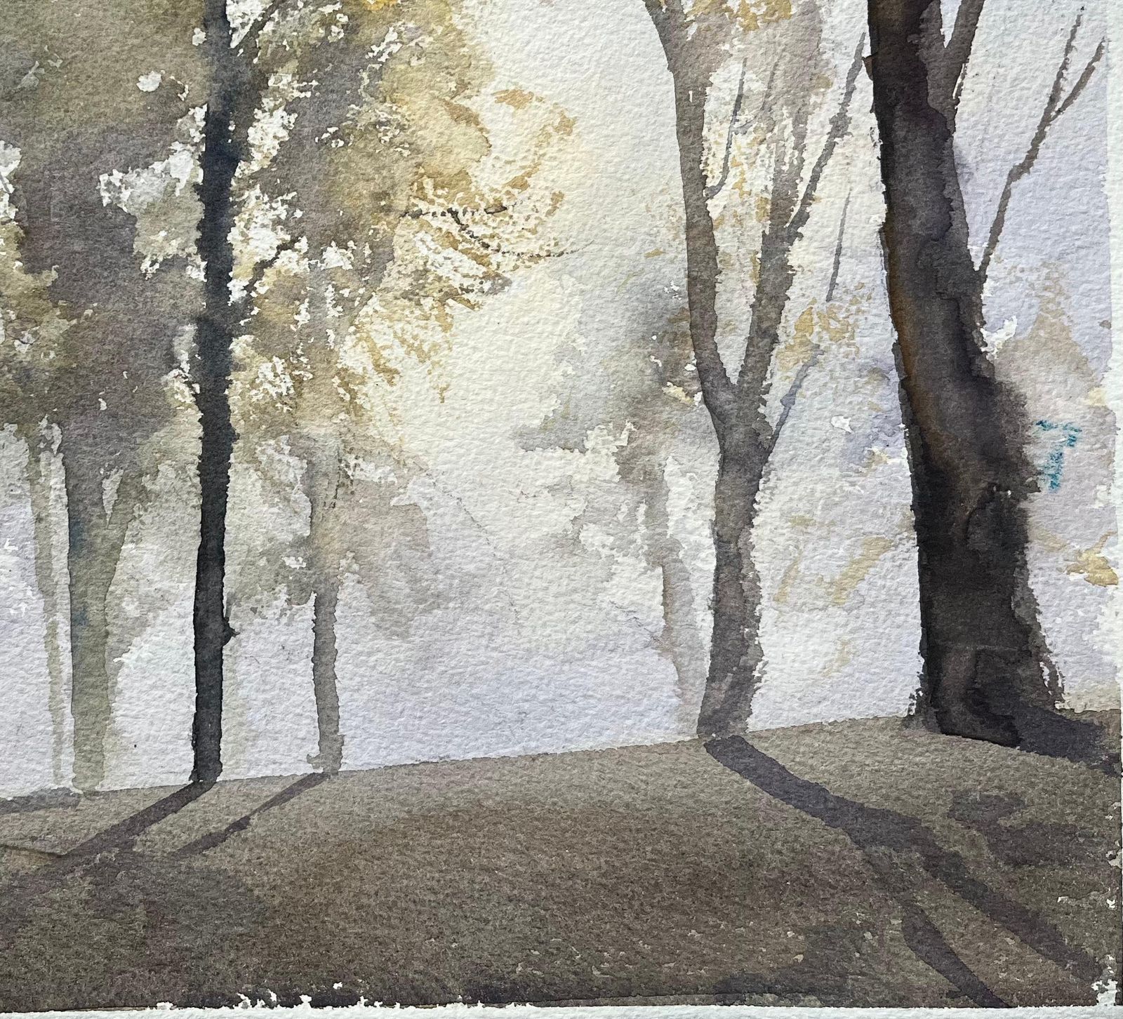 Anthony Avery British Impressionist Watercolor Of A Misty Woodland Scene With Shadows photo for sale