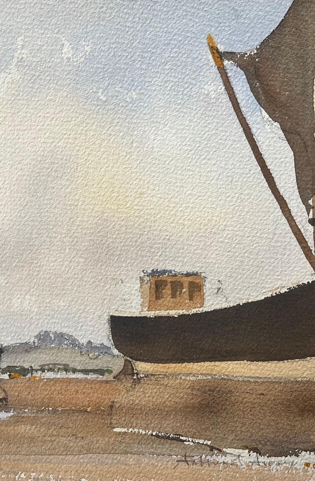 Anthony Avery British Impressionist Watercolor Of Sailboats At Low Tide photo 345.0