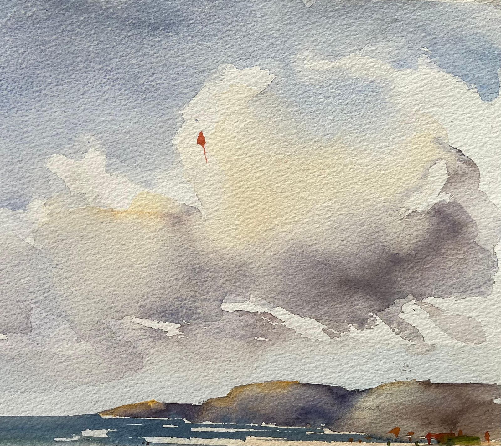 Anthony Avery British Impressionist Watercolor Of Beach Scene With Figures Flying Kite photo 355.0
