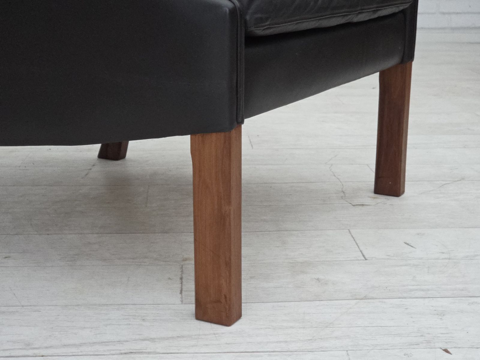 Furniture 1970s, Danish Design By Aage Christensen, Armchair, Model “Monark“, Leather, Teak Wood. photo
