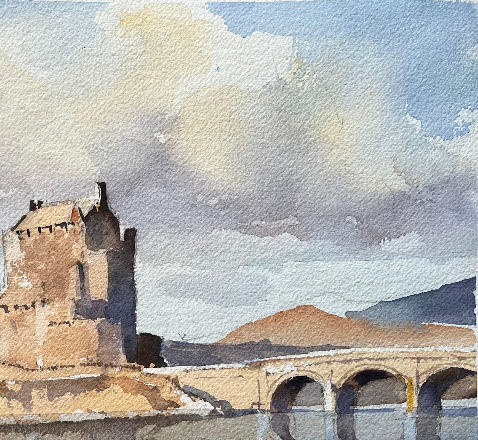Anthony Avery British Impressionist Watercolor Of Eilean Donan Castle Scotland photo vinterior