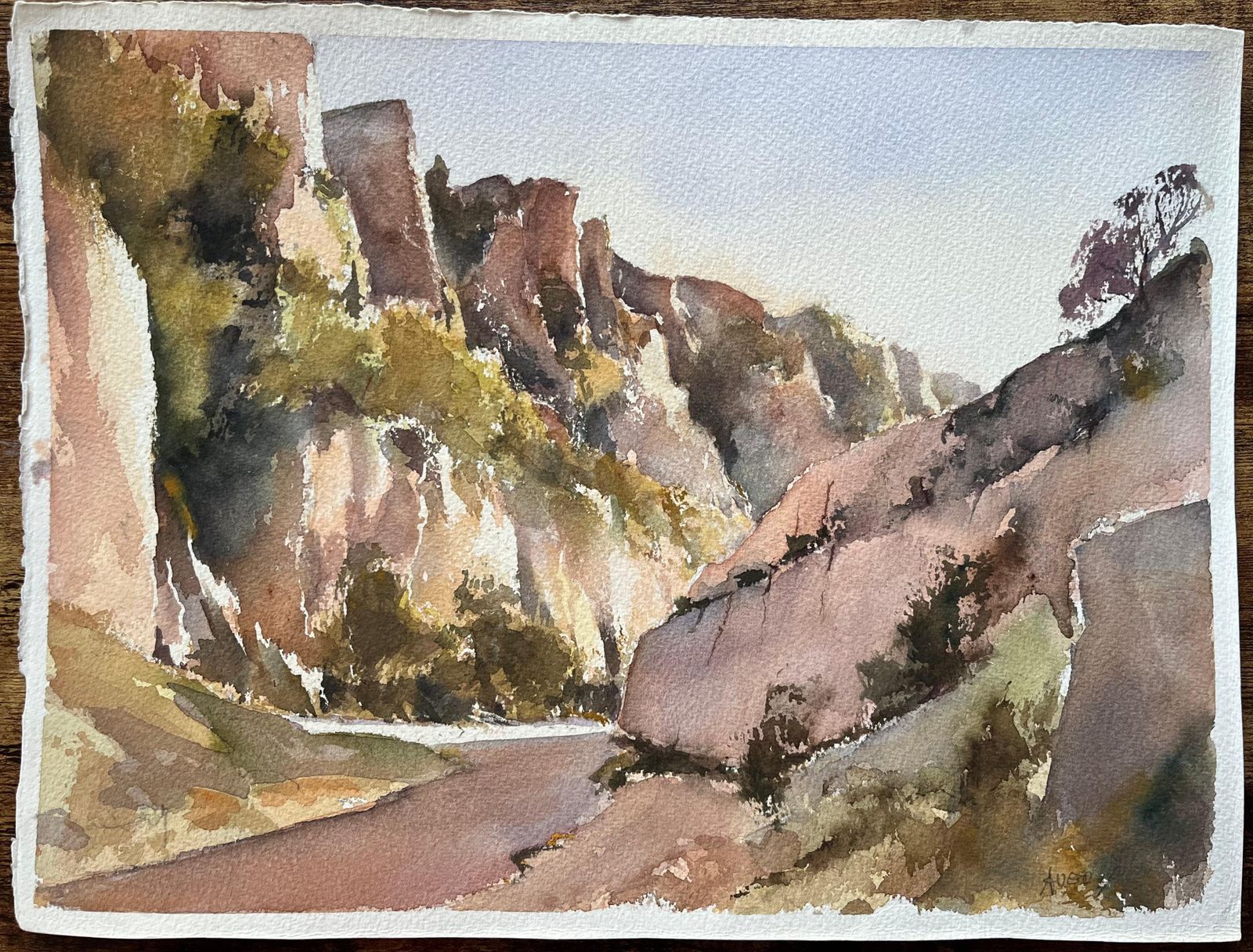 Anthony Avery British Impressionist Watercolor Of A Rocky Gorge Landscape photo furniture
