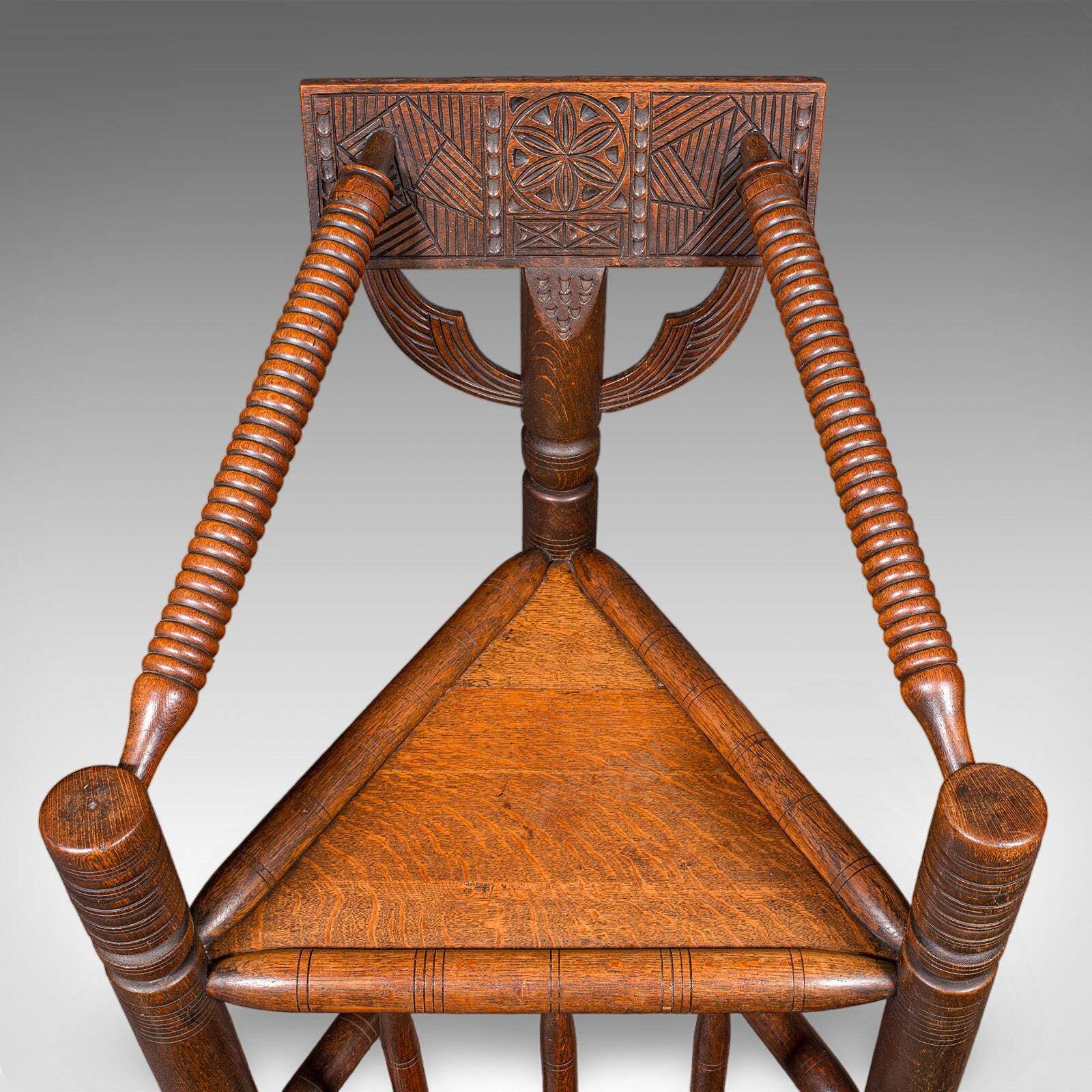 Antique Turner's Chair, English Oak, Warwick, Old Saxon, Elbow Seat, Victorian photo buy
