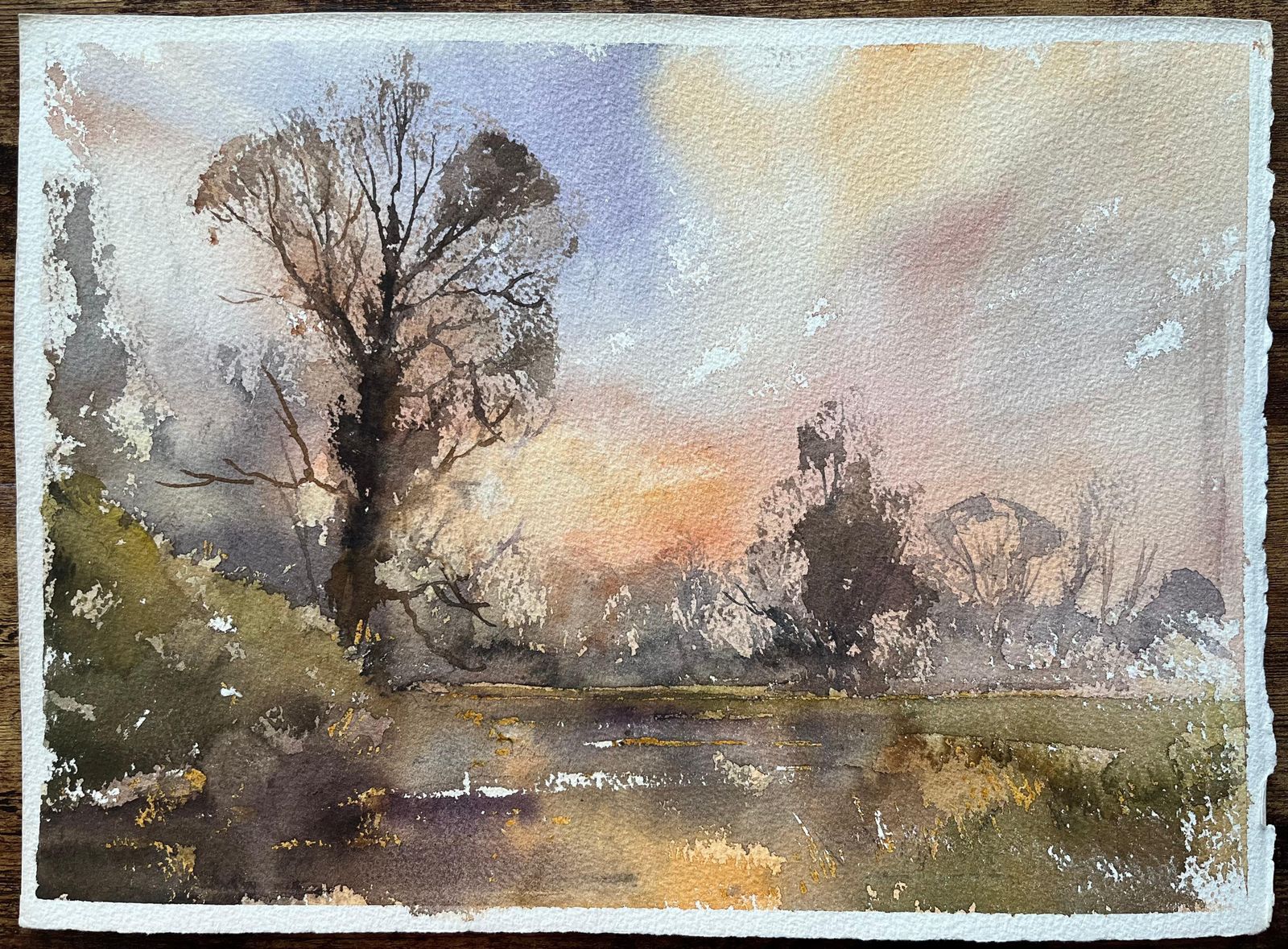 Anthony Avery British Impressionist Watercolor Of A Tranquil Sunset Over Calm Waters photo furniture