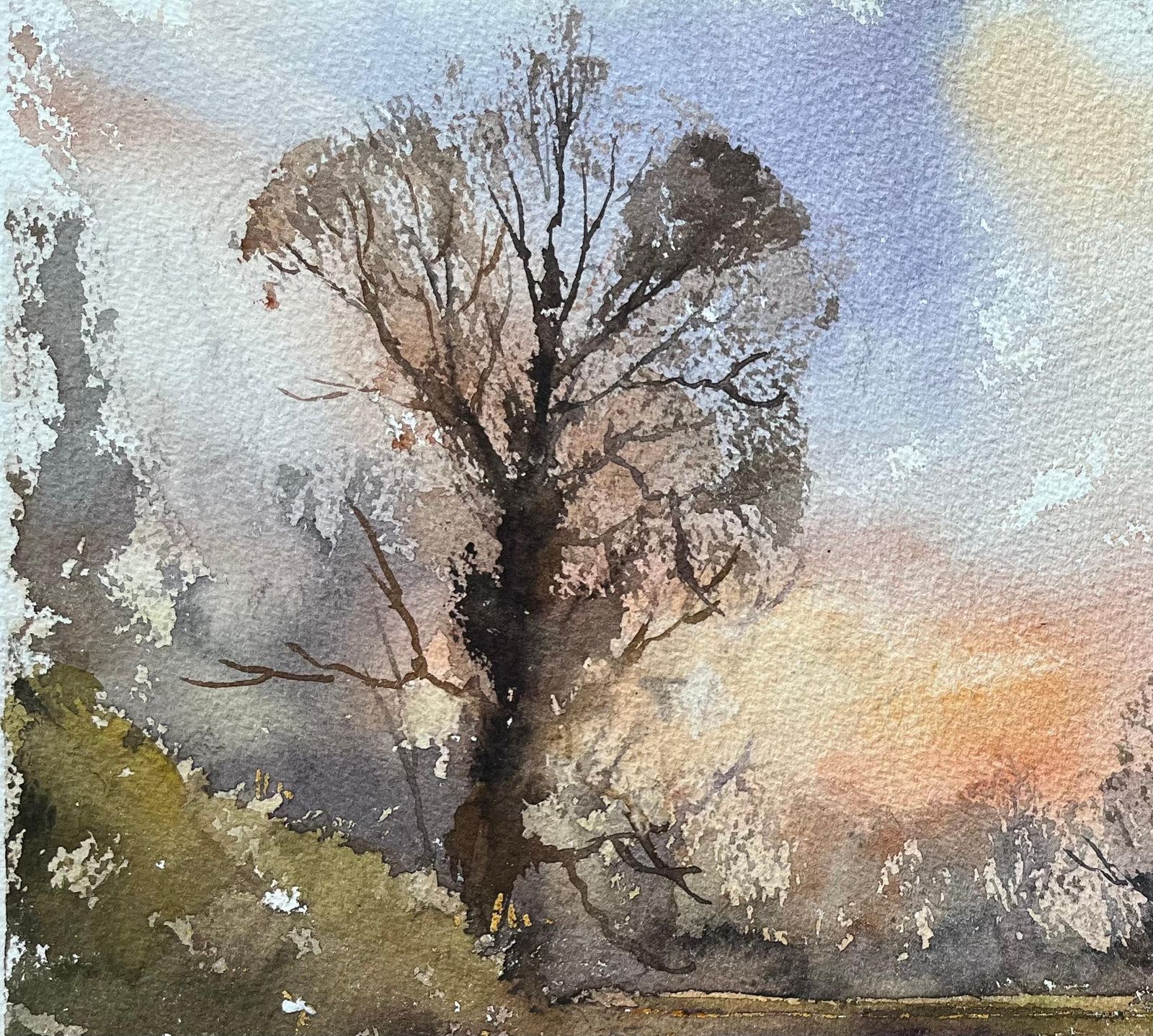 Anthony Avery British Impressionist Watercolor Of A Tranquil Sunset Over Calm Waters photo vinterior