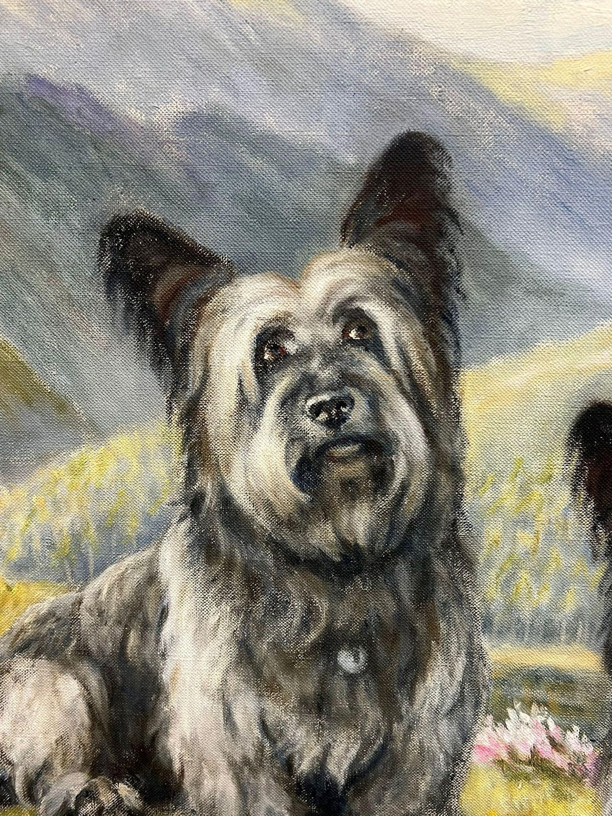 1395.0 A. J. Blackie Two Cairn Highland Terriers Dogs In Scottish Highlands Landscape Signed Painting photo