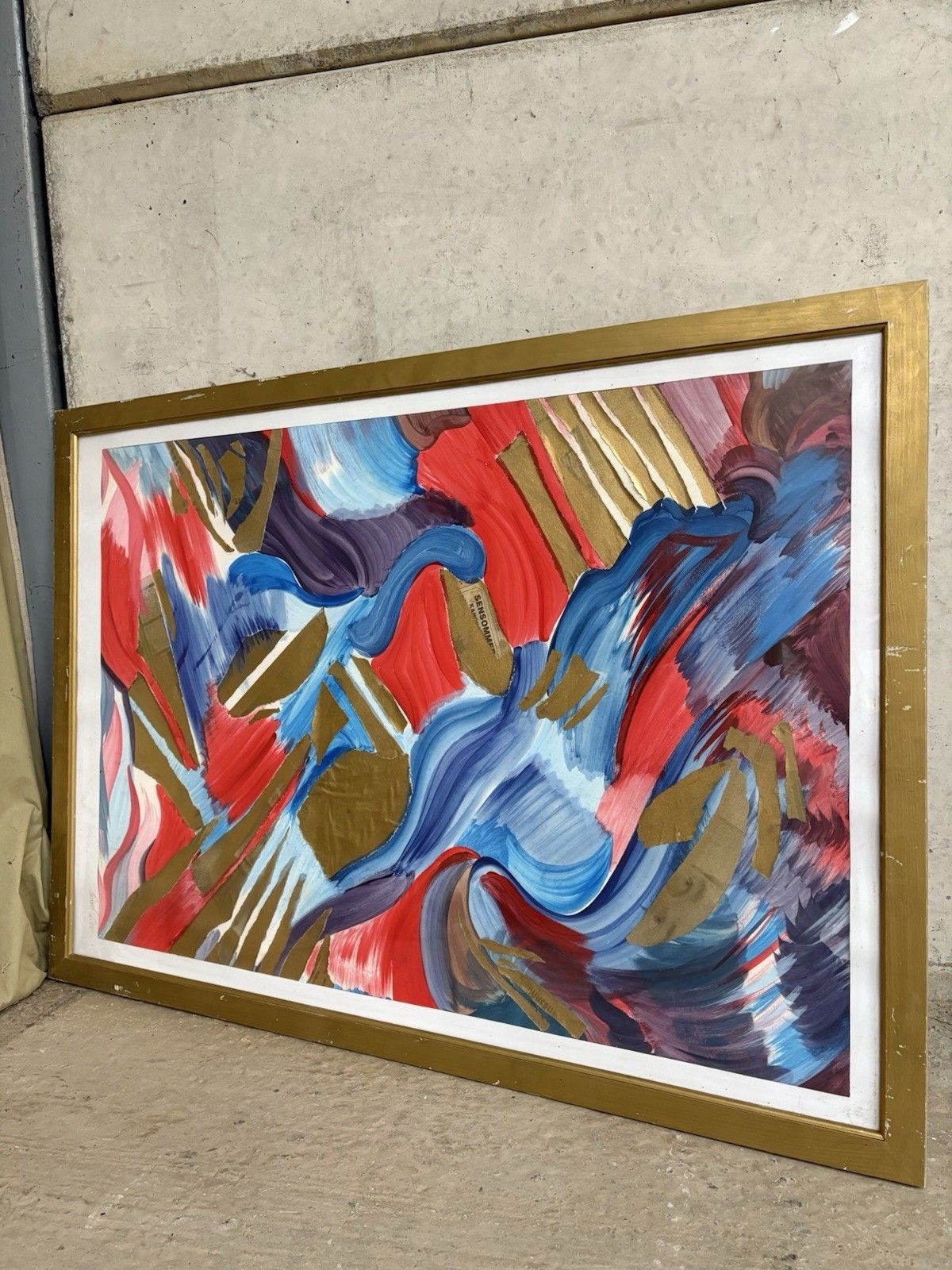 Vtg Late Mid Century Abstract Art School Wall Hanging Picture Retro R956 photo furniture