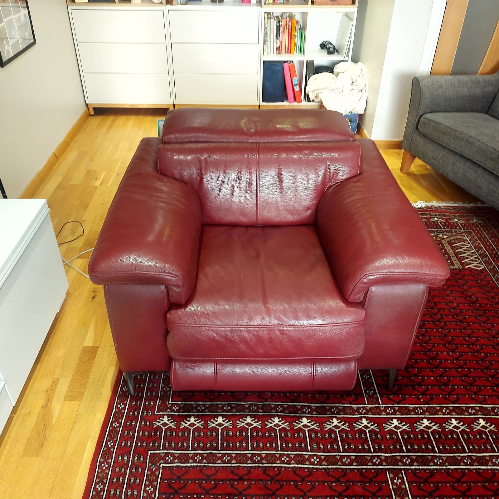 Milano Red Leather Powered Reclining Armchair photo Furniture