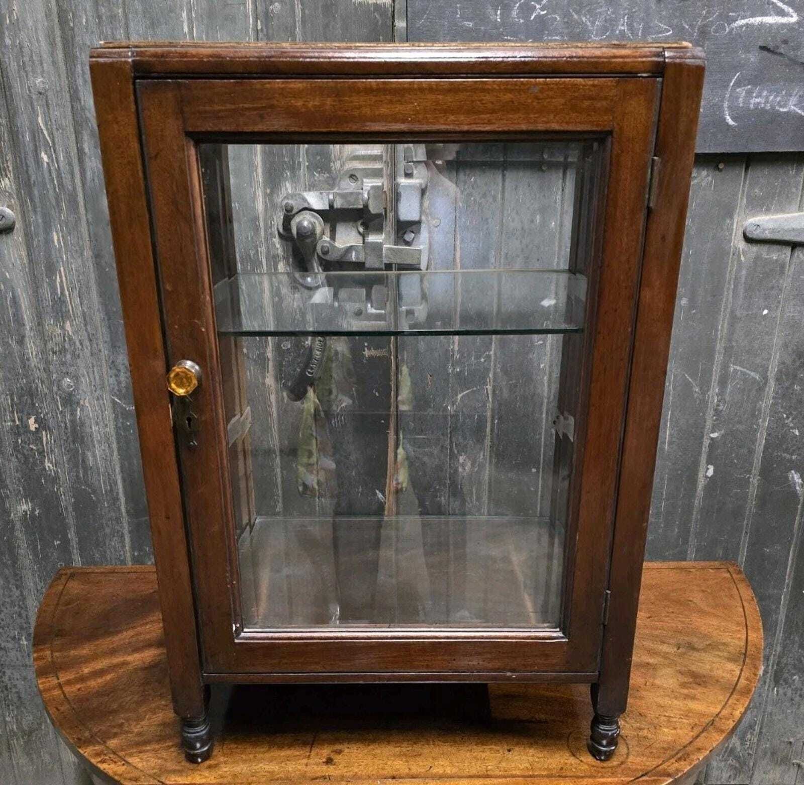 Antique Victorian 19th Century Mahogany Shop Medicine Display Cabinet