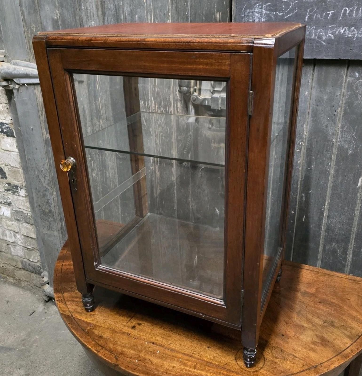 Antique Victorian 19th Century Mahogany Shop Medicine Display Cabinet photo for sale