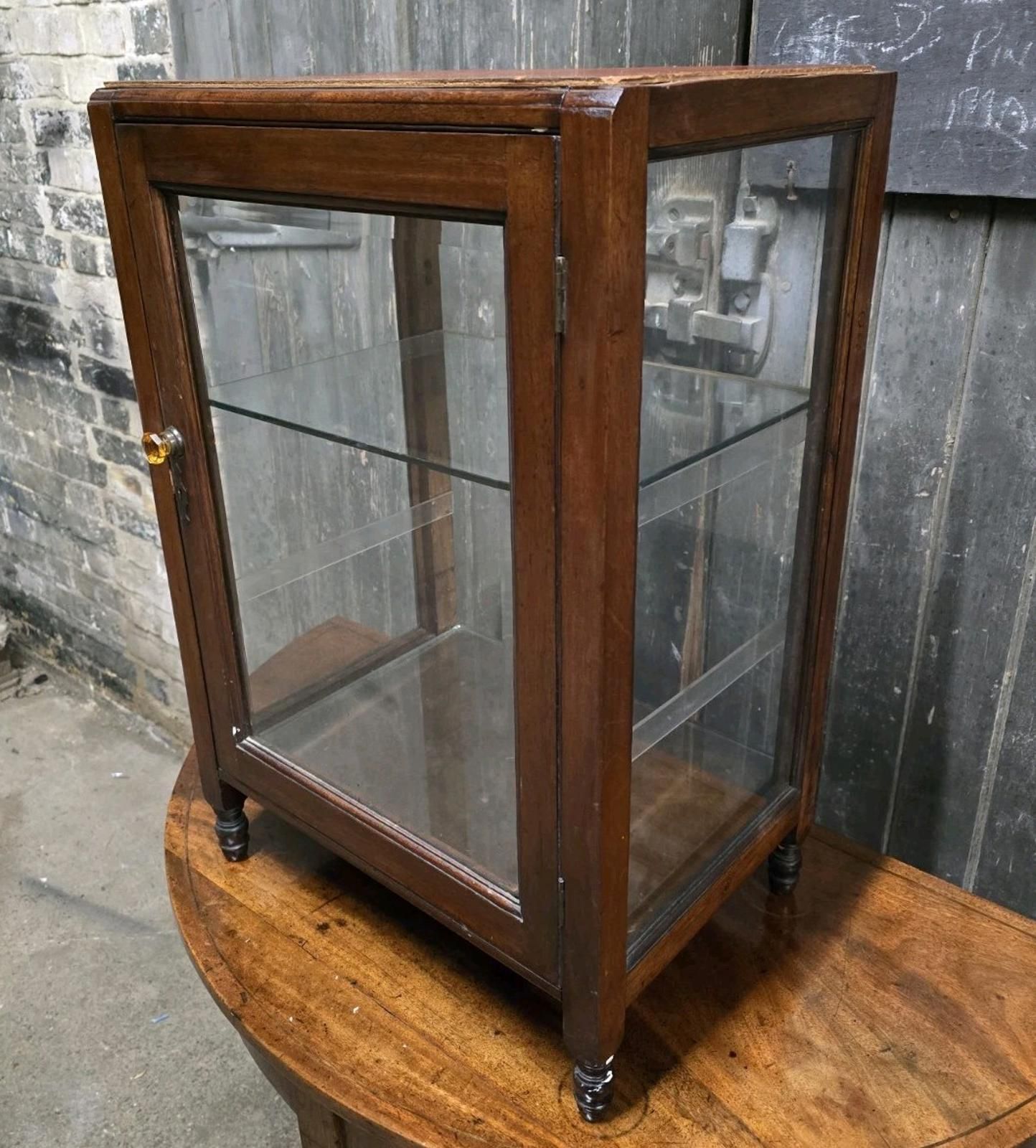 Antique Victorian 19th Century Mahogany Shop Medicine Display Cabinet photo Furniture
