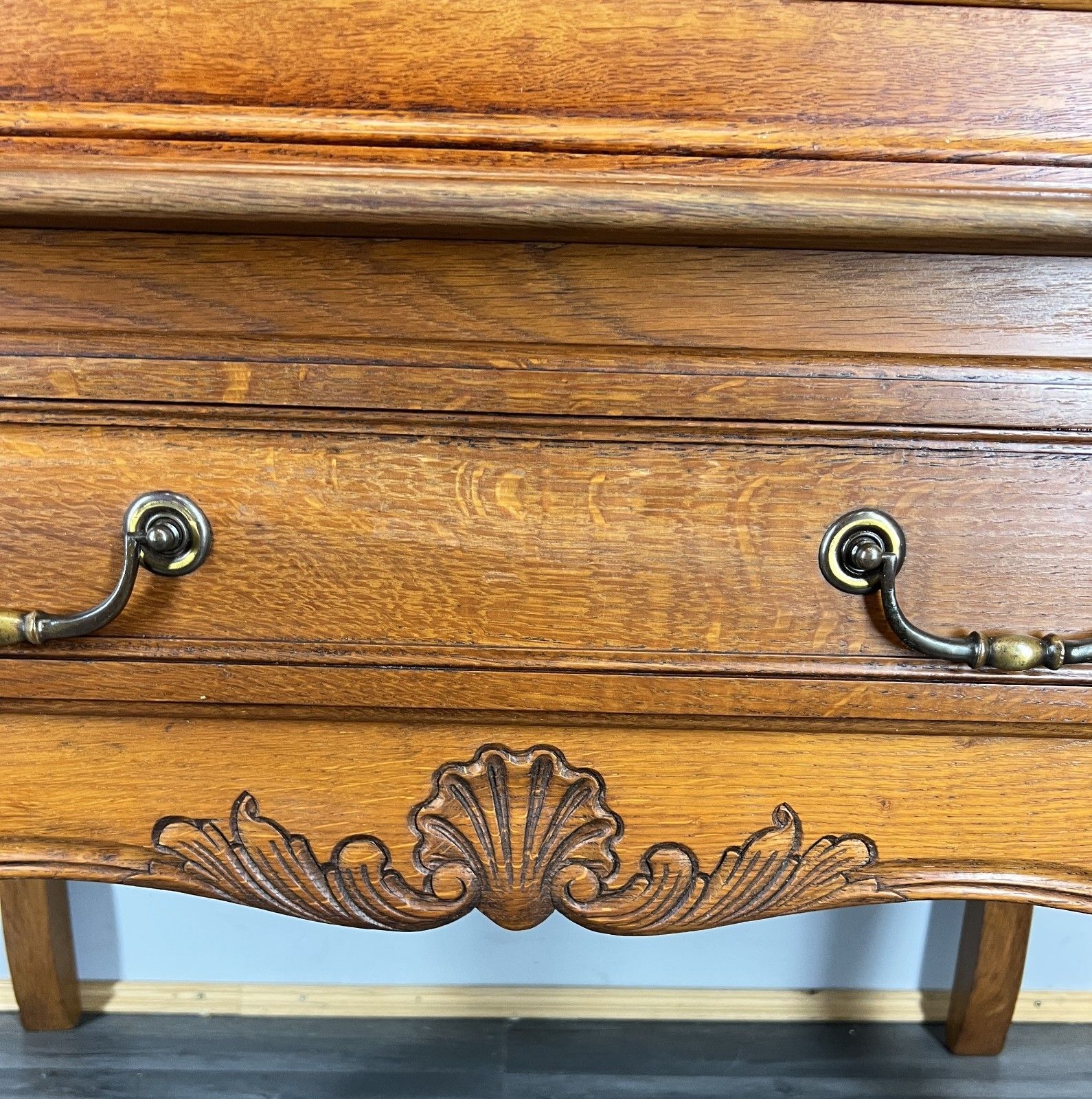 Cabinet Vintage French Louis Style Oak Carved Sideboard With Drawer Lot 4577 photo vinterior