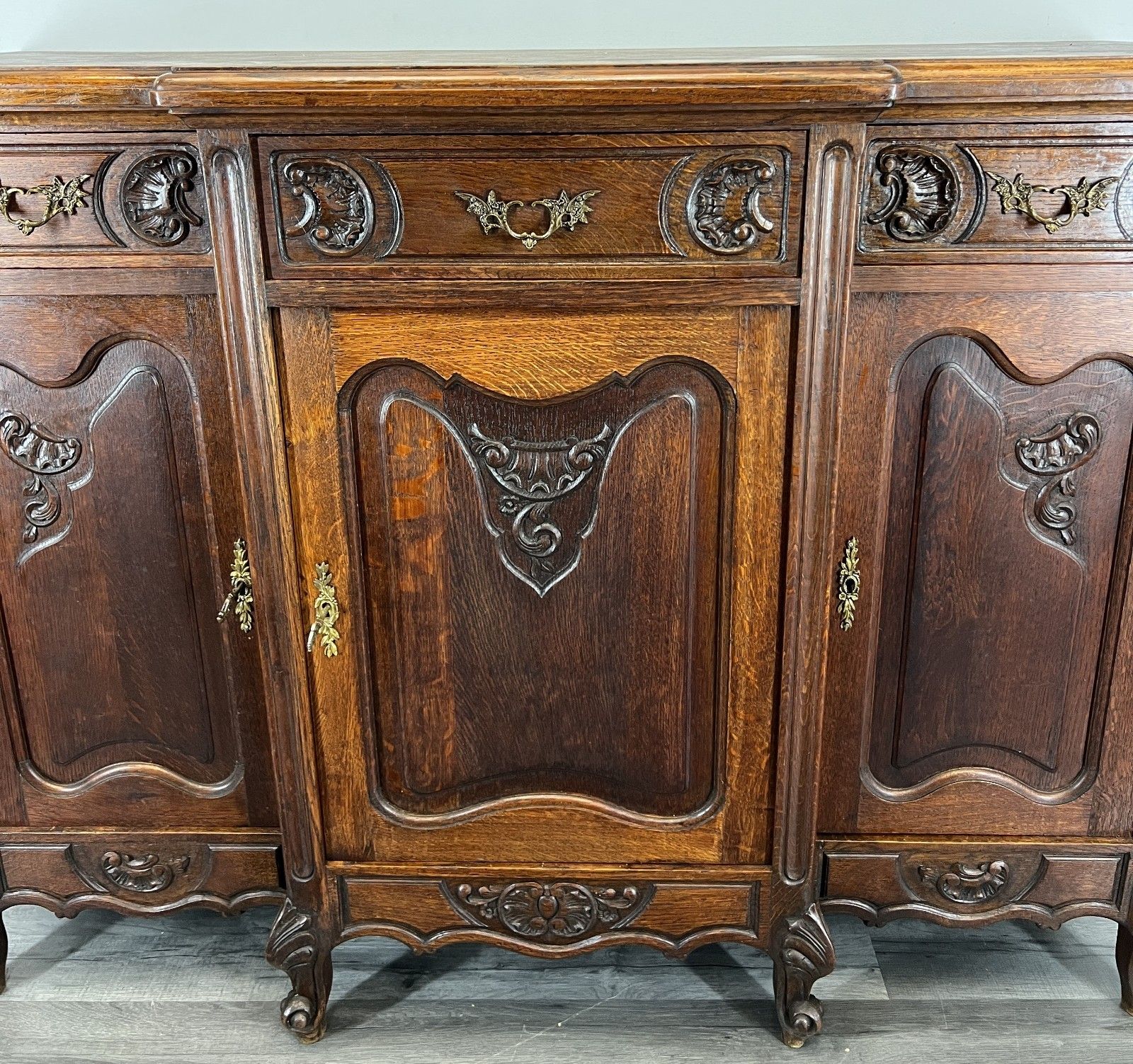 photo for sale Sideboard Antique French Louis XVI Oak Cabinet Carved Cupboard Lot 4571