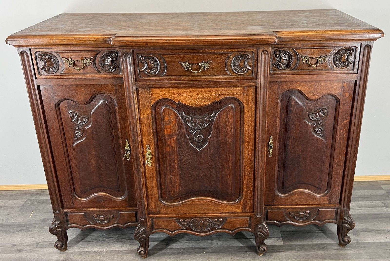 Furniture Sideboard Antique French Louis XVI Oak Cabinet Carved Cupboard Lot 4571 photo