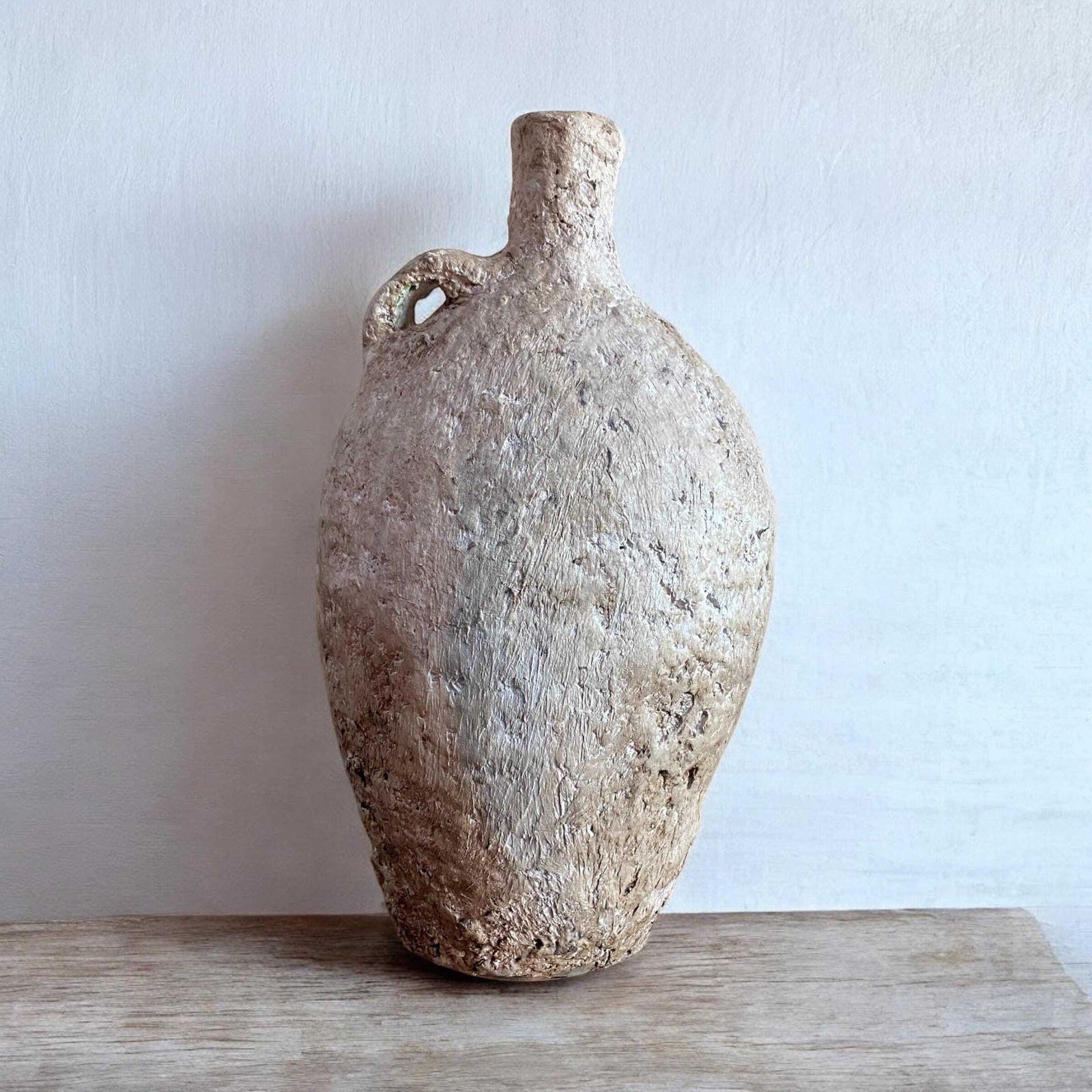 Rustic Wabi Sabi Paper Mache Vase | Handmade Decorative Vessel | Organic Vase.