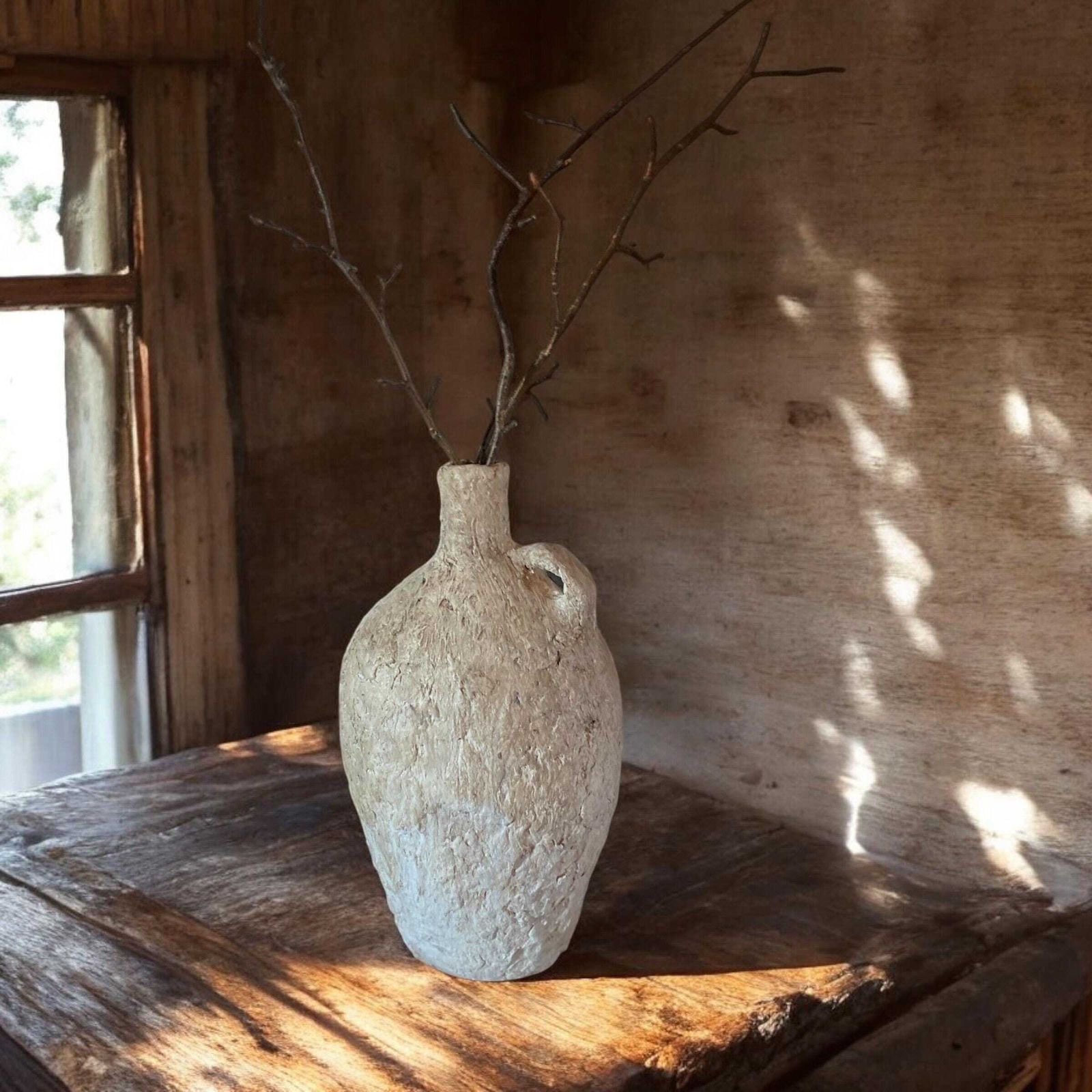 Rustic Wabi Sabi Paper Mache Vase | Handmade Decorative Vessel | Organic Vase. photo Home Decor