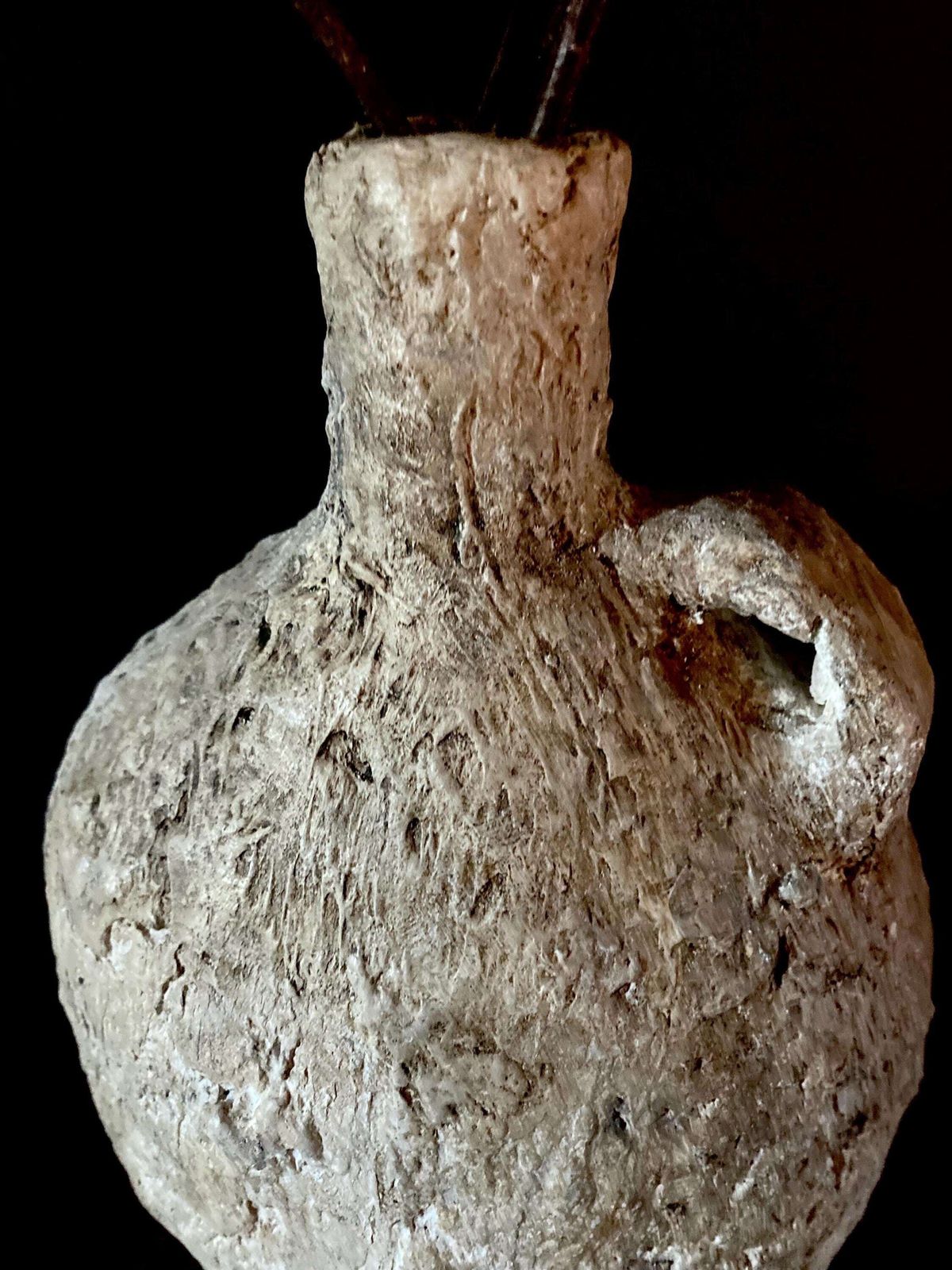 Rustic Wabi Sabi Paper Mache Vase | Handmade Decorative Vessel | Organic Vase. photo vintage