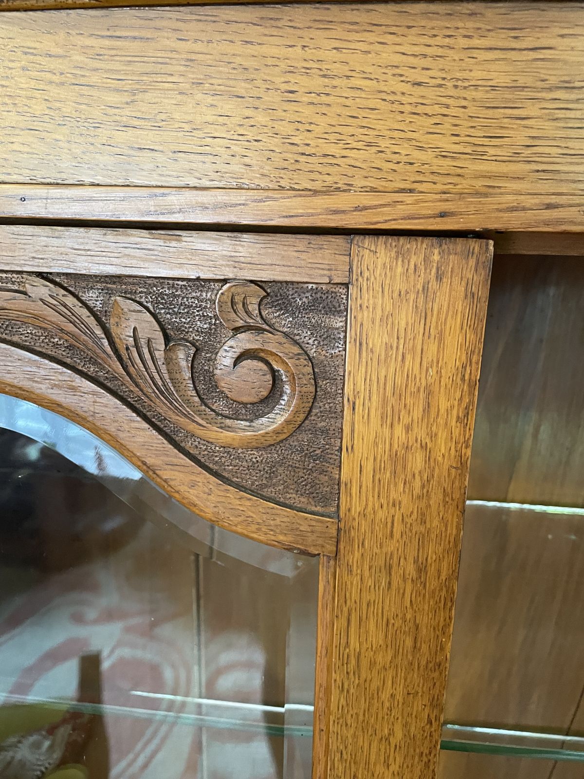 Late Edwardian Golden Oak Glass Fronted Cabinet photo furniture