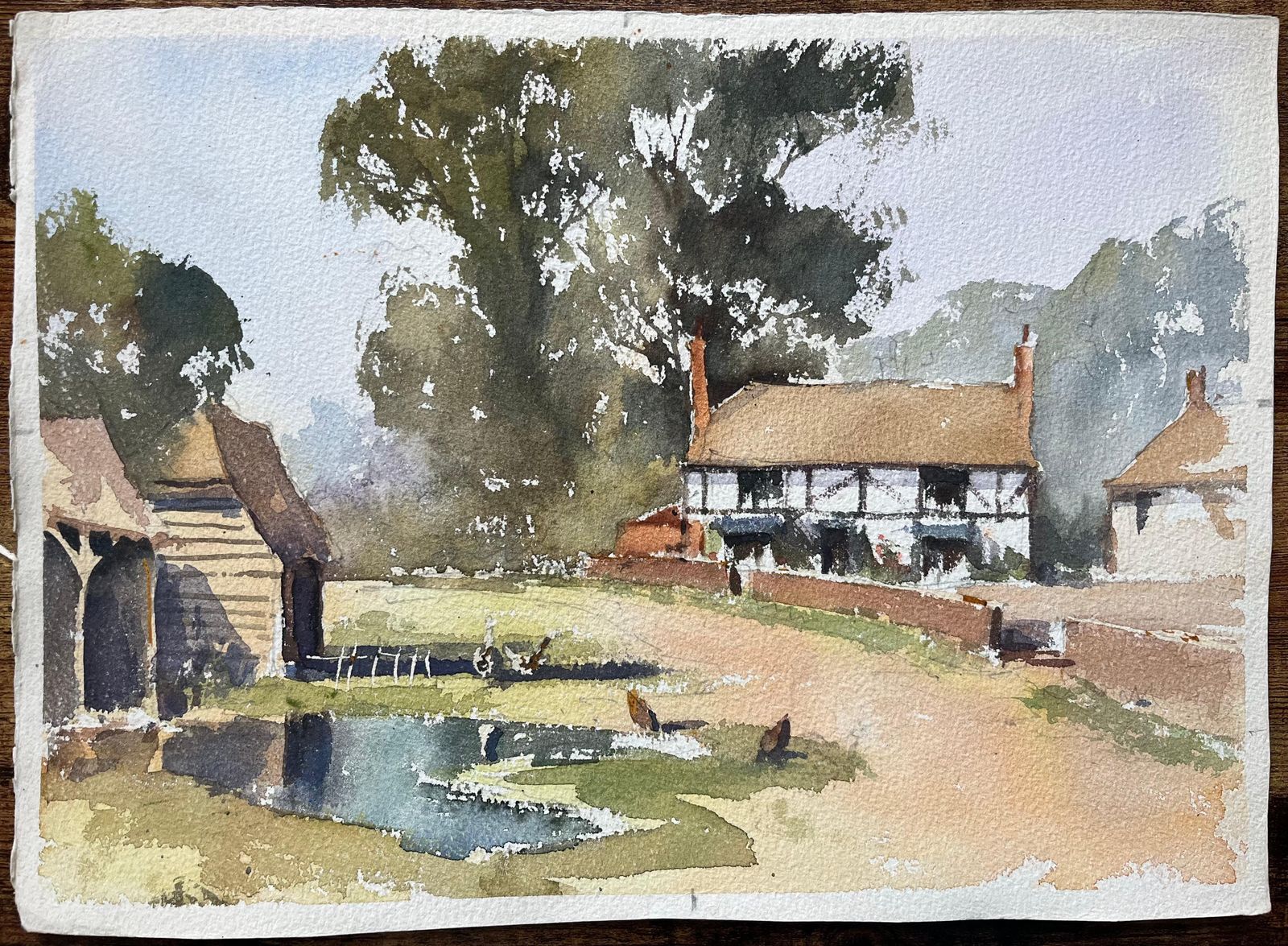 Anthony Avery British Impressionist Watercolor Of A Rural English Village Scene photo furniture