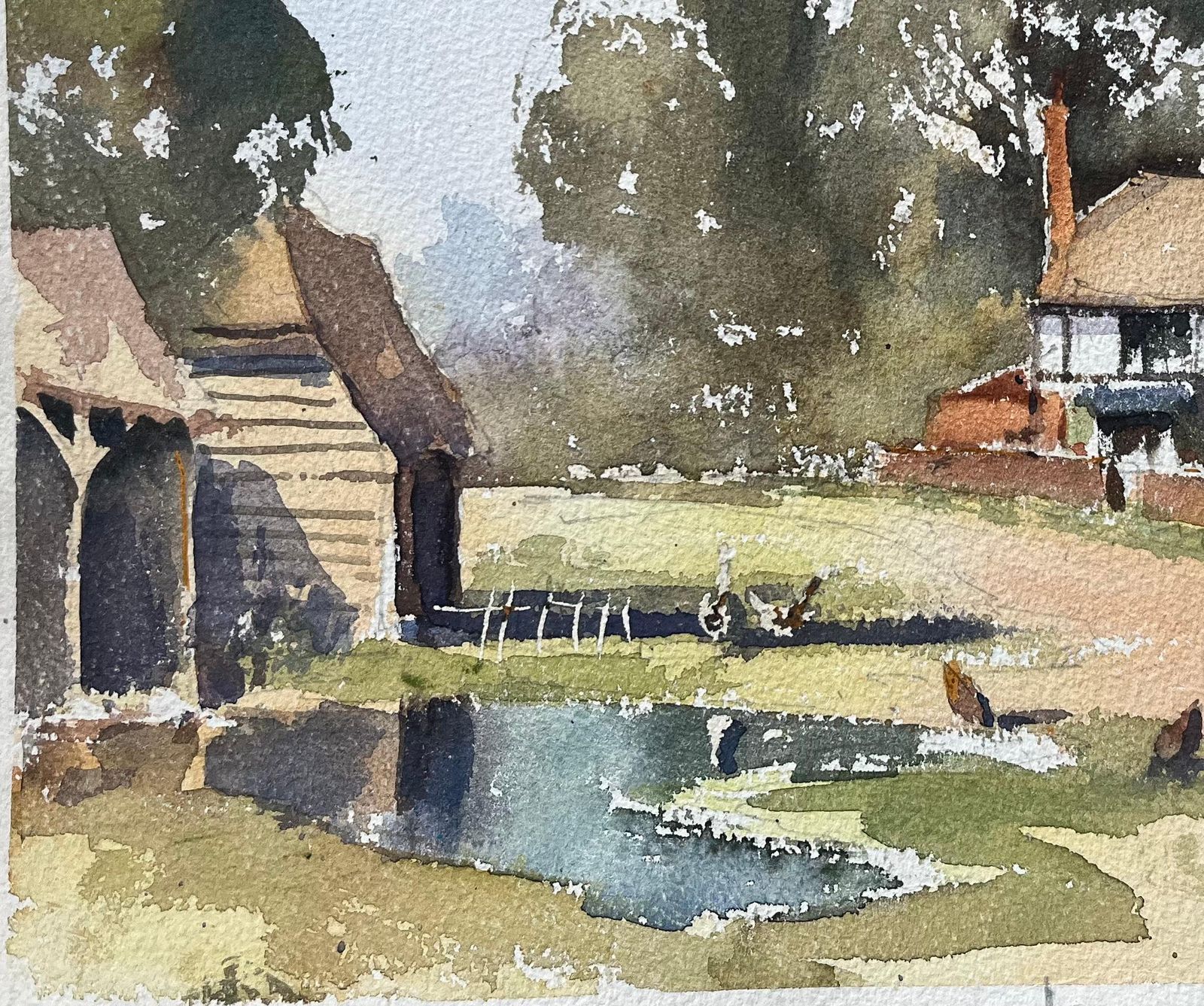 Anthony Avery British Impressionist Watercolor Of A Rural English Village Scene photo 475.0