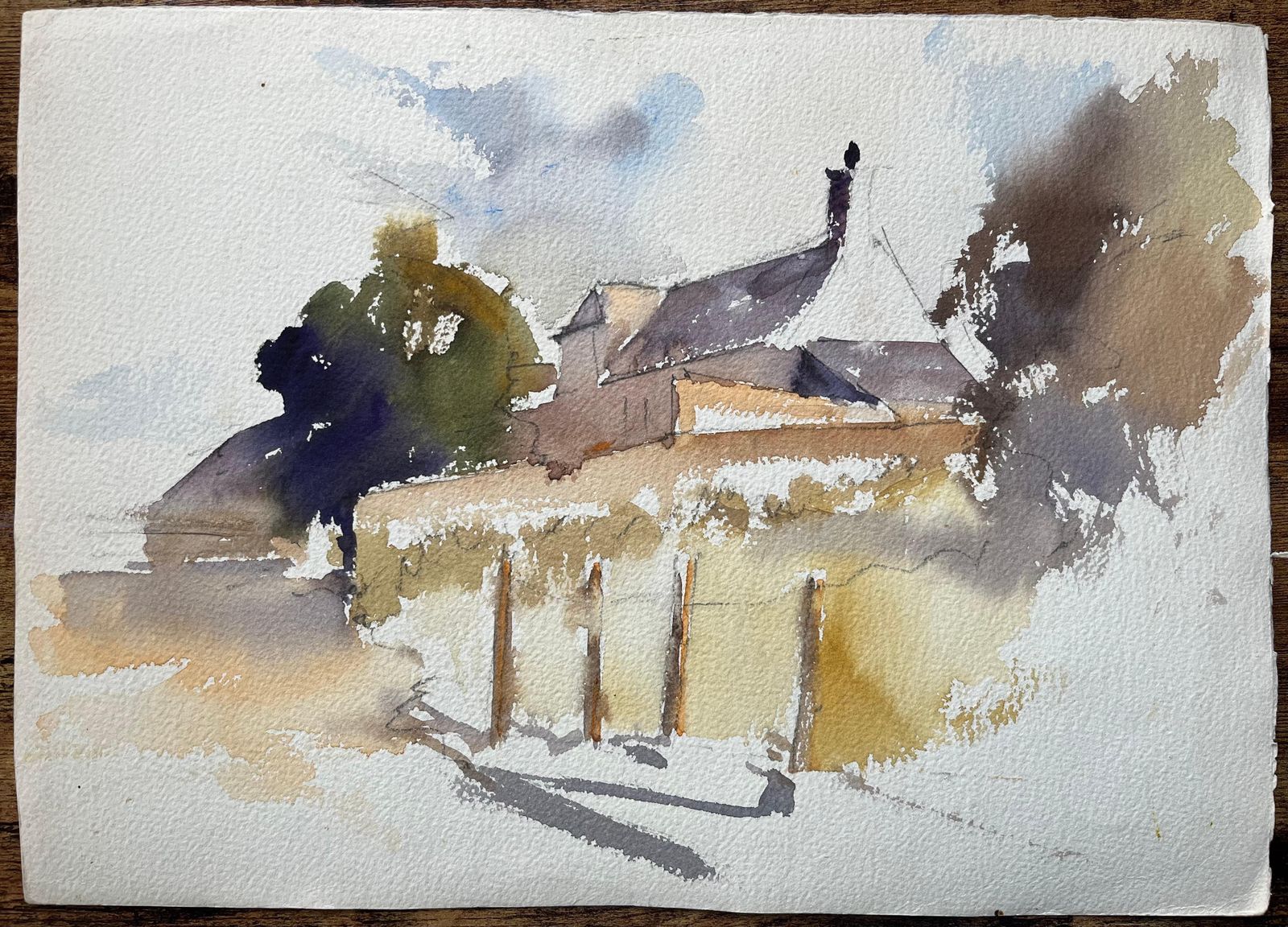 Anthony Avery British Impressionist Watercolor Of A Rural English Village Scene photo vintage
