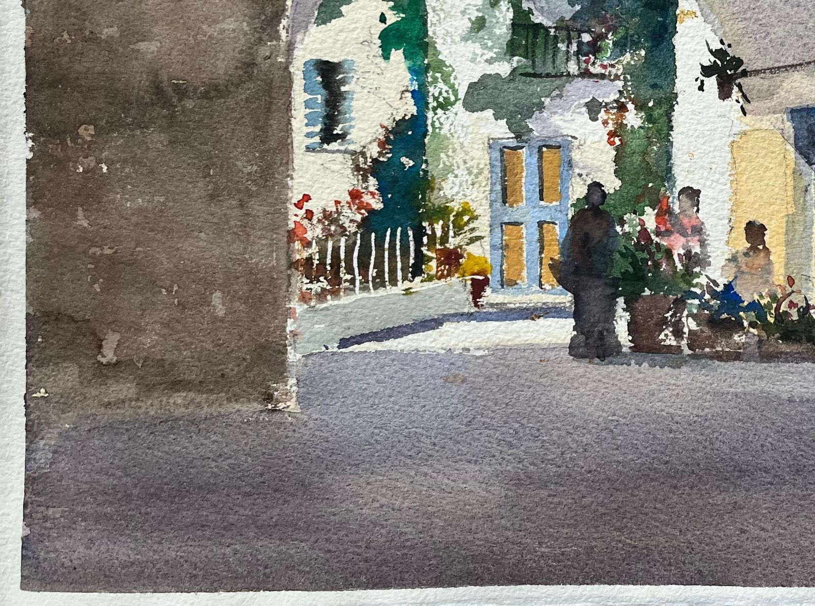 Anthony Avery British Impressionist Watercolor Of An Arched Courtyard Entrance With Figures photo 525.0