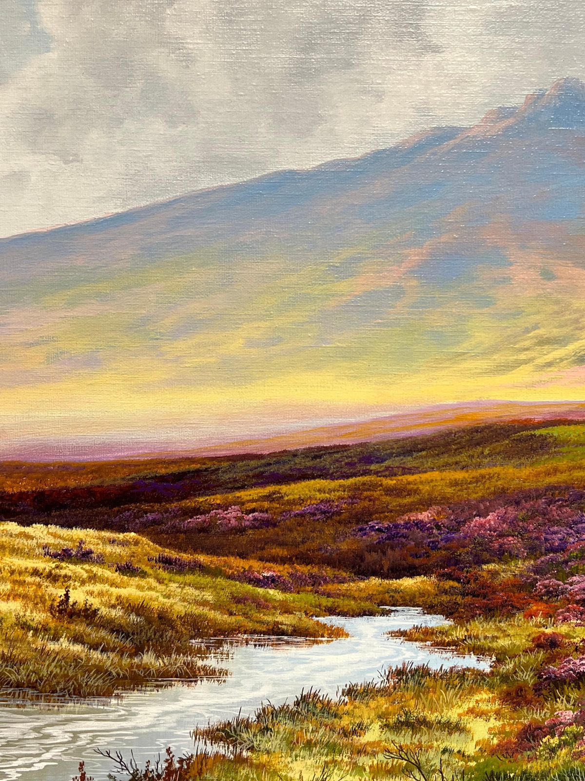 Brian Horswell Large British Oil Painting Ponies On Dartmoor Heathland Hillside Stream Heather 1953 photo Art