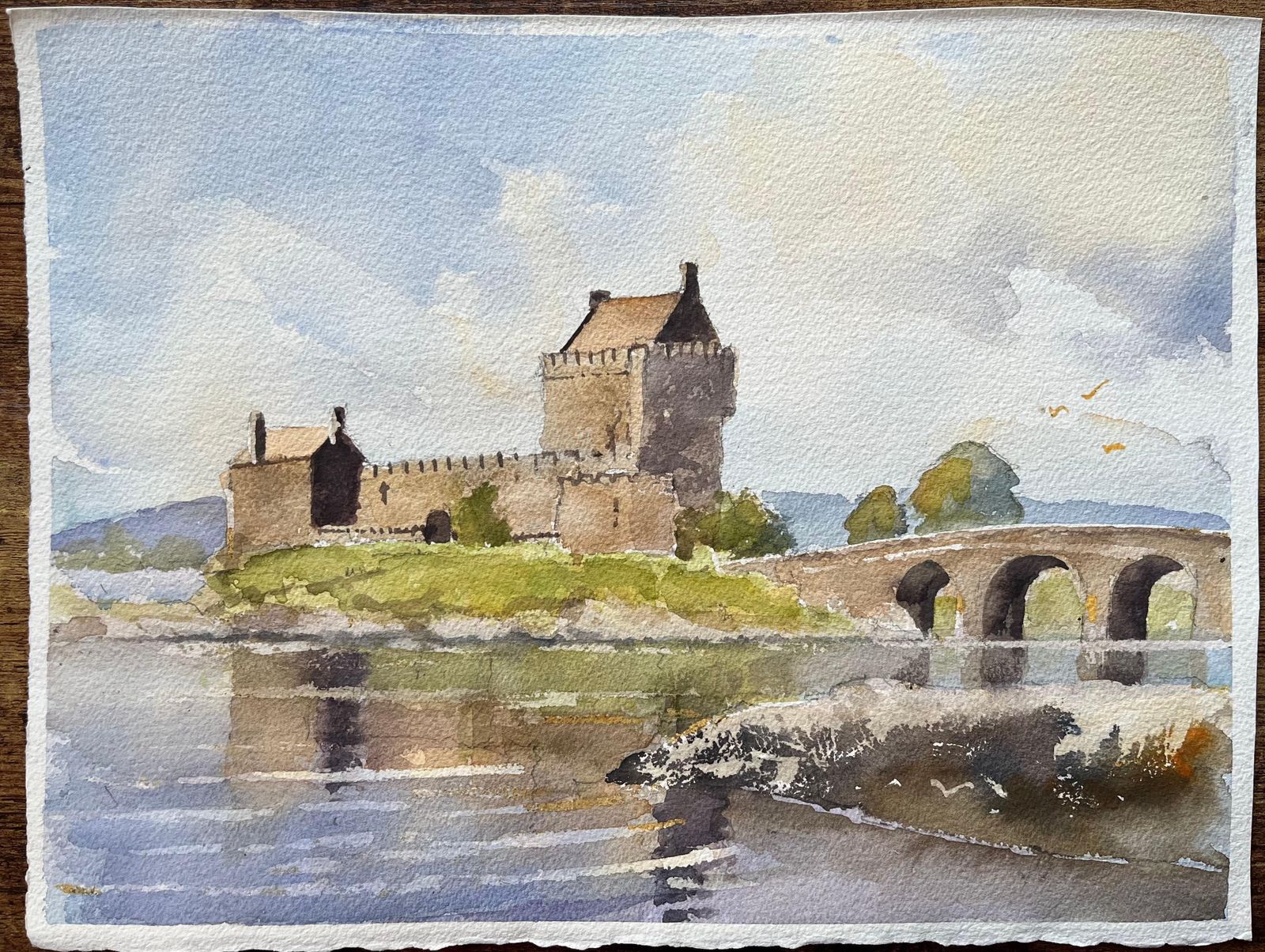 Anthony Avery British Impressionist Watercolor Of Eilean Donan Castle Scotland photo furniture