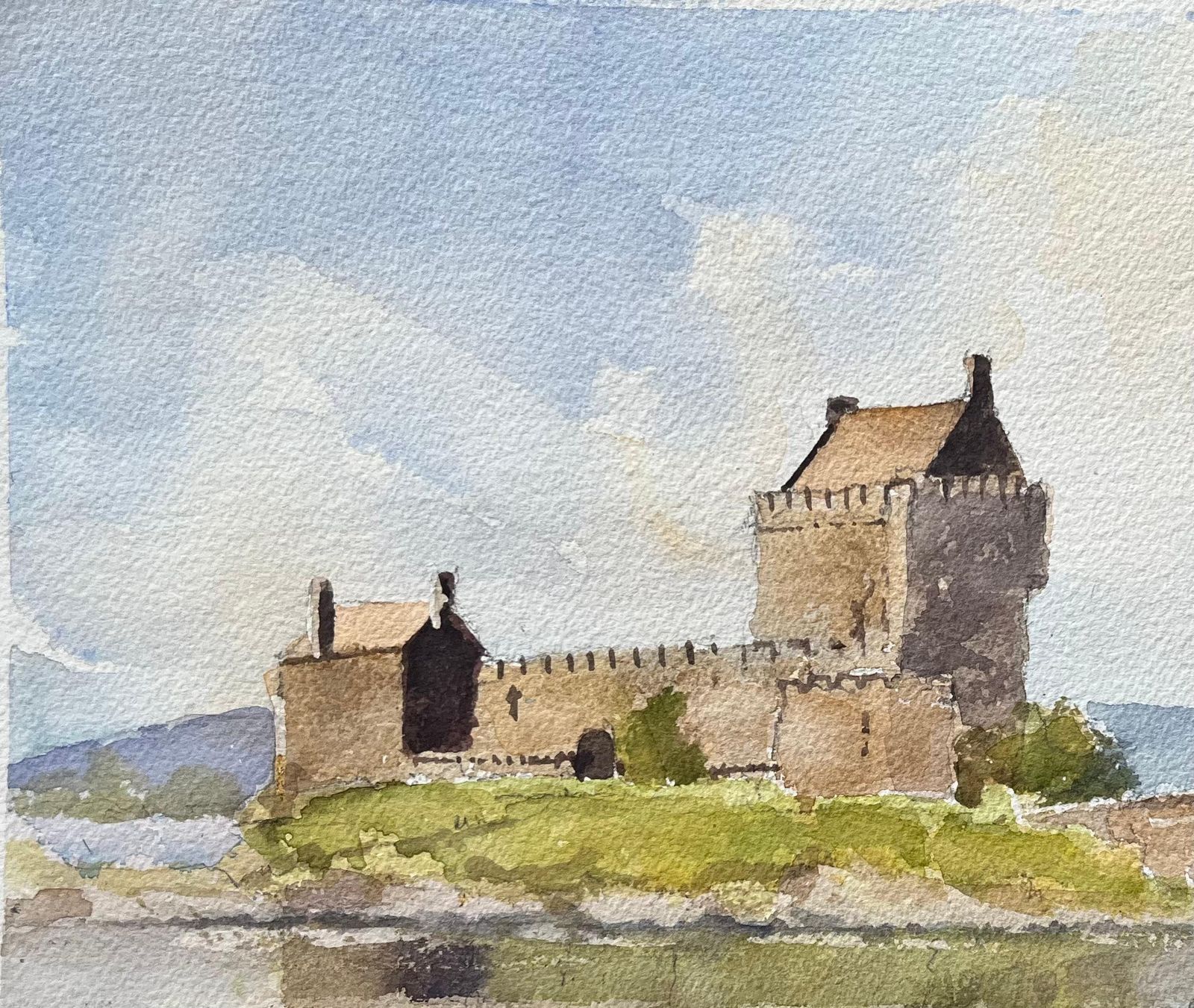 Anthony Avery British Impressionist Watercolor Of Eilean Donan Castle Scotland photo vinterior