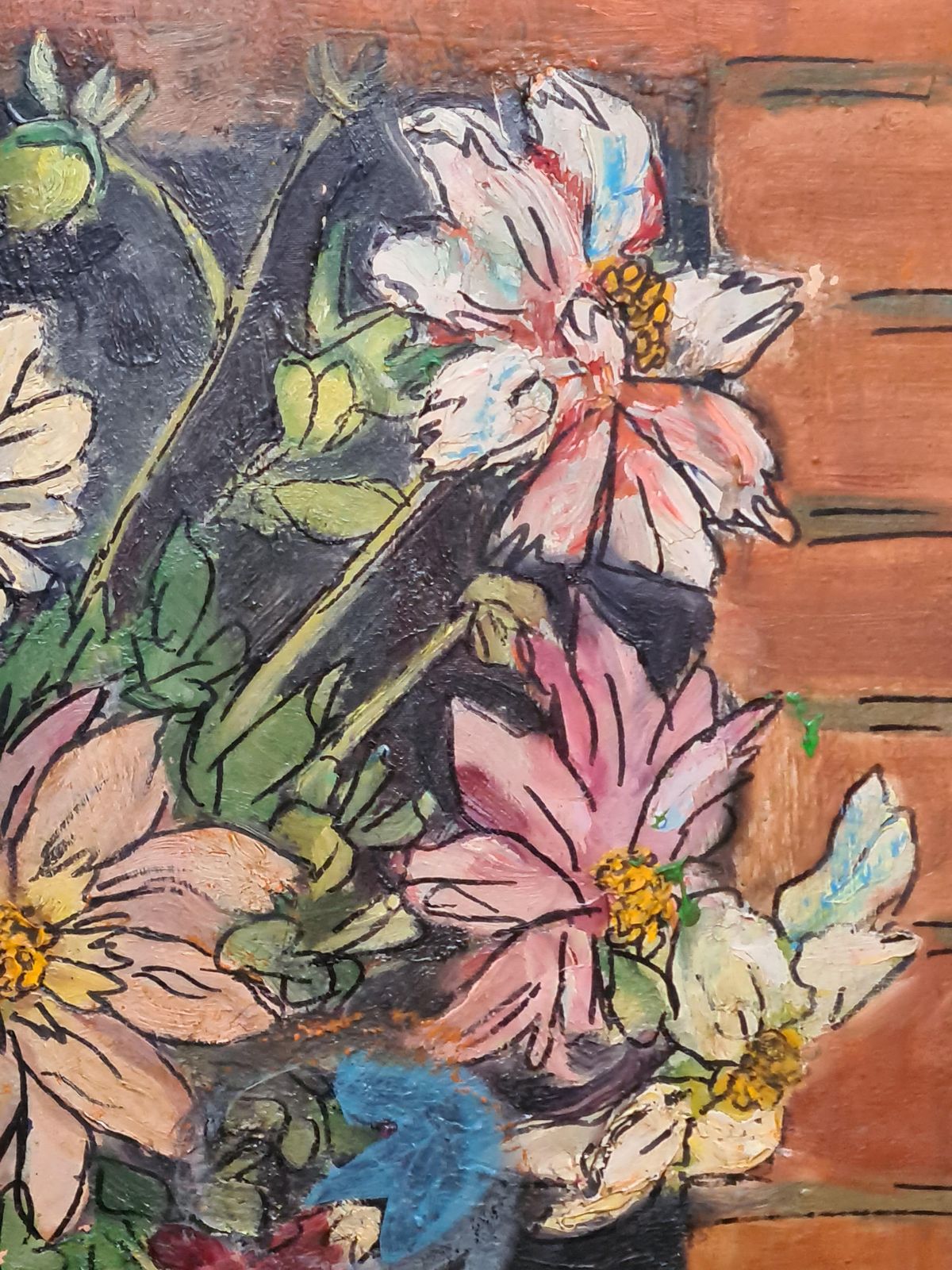 Mid Century Still Life With Flowers In Green Vase, 1960s By S Soreau photo 1018.0