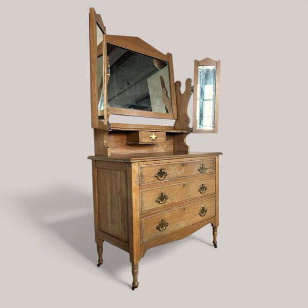 Edwardian Dresser With Triple Mirror Great Patina photo furniture