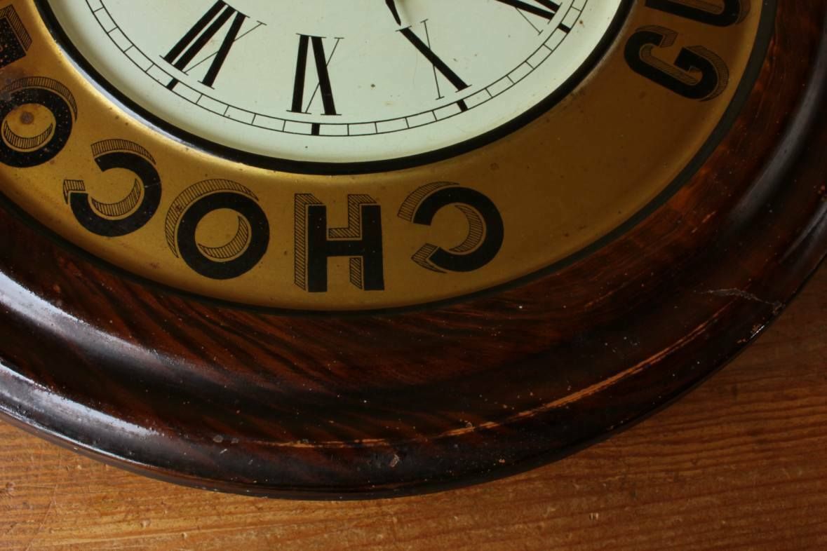 photo furniture French Chocolate Wall Clock. Guerin Boutron Chocolat Advertising Sign.