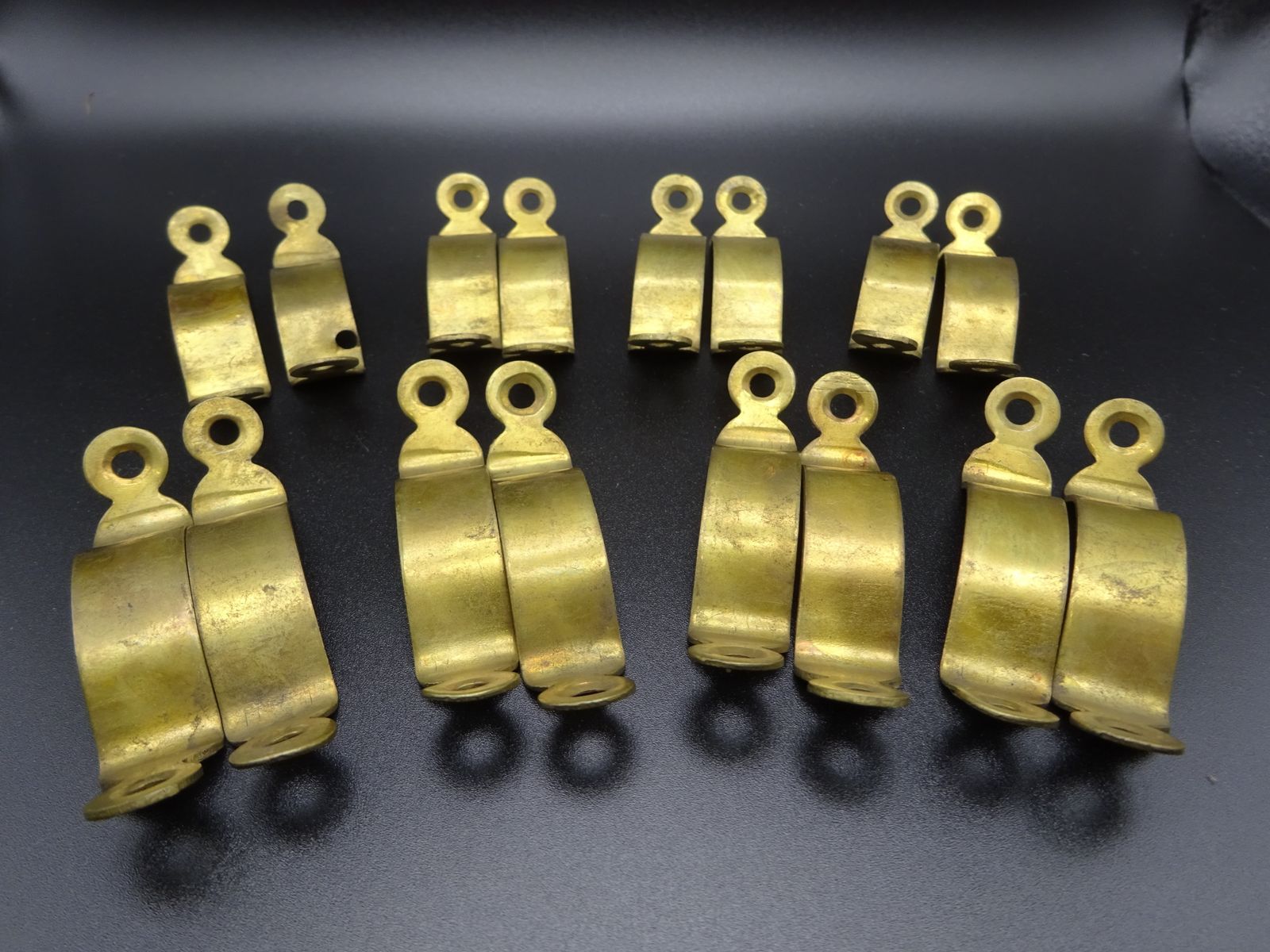 16 Reclaimed Brass Stair Rod Brackets/Holders photo for sale