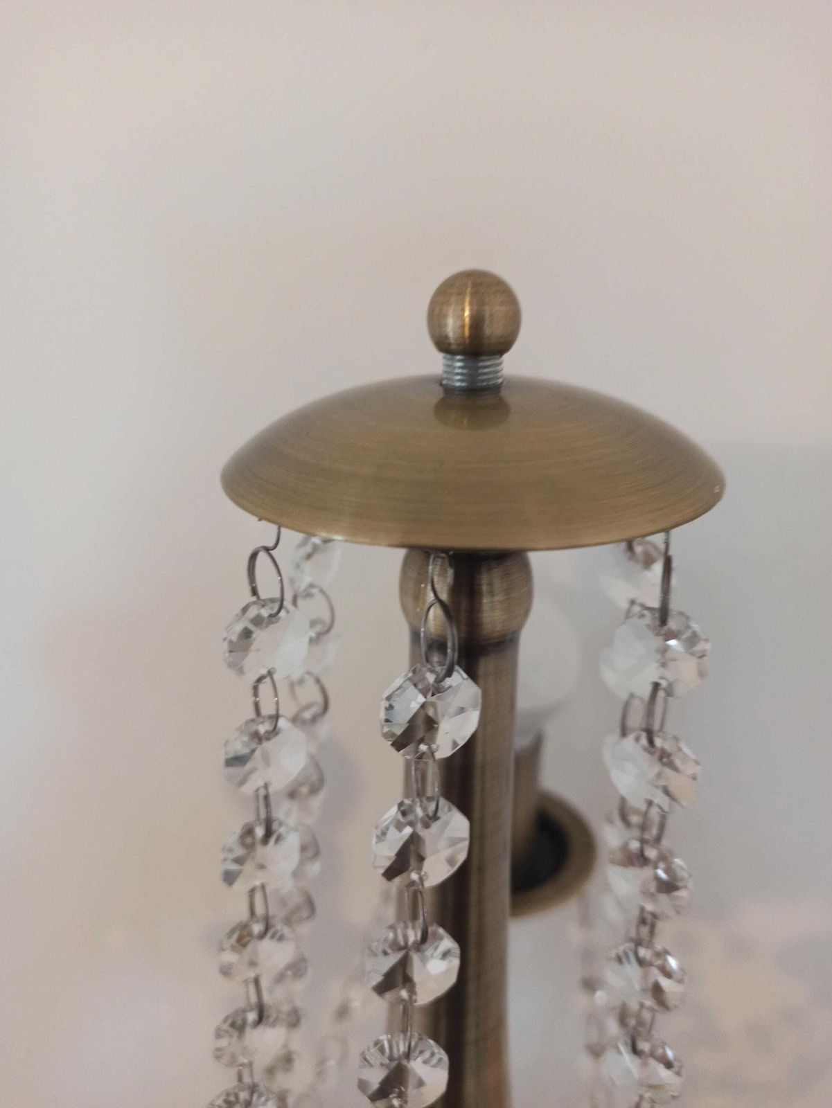 photo for sale Polished Brass Table Lamp. Chandelier Style. Glass Bead Droplets