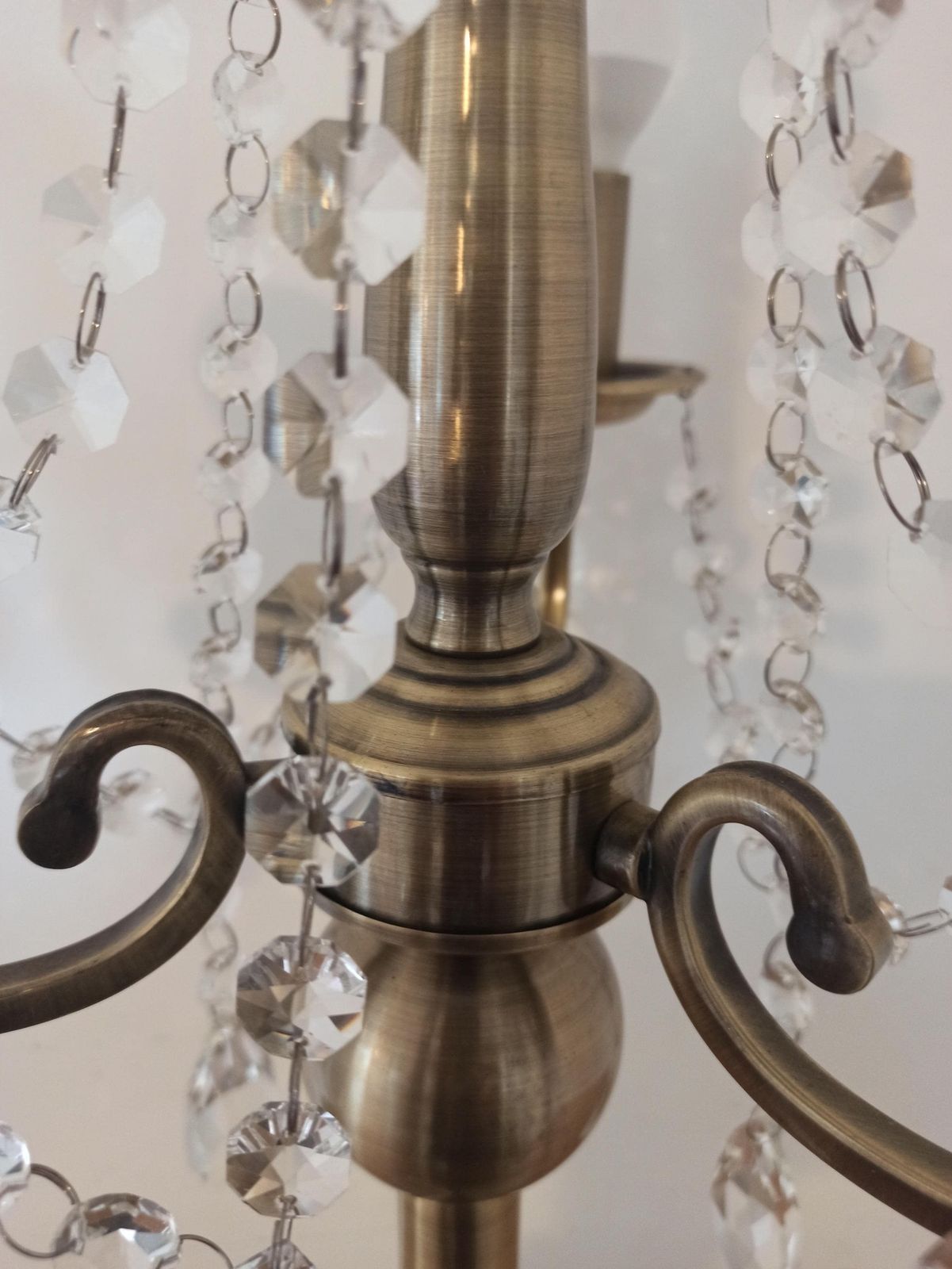 95.0 Polished Brass Table Lamp. Chandelier Style. Glass Bead Droplets photo