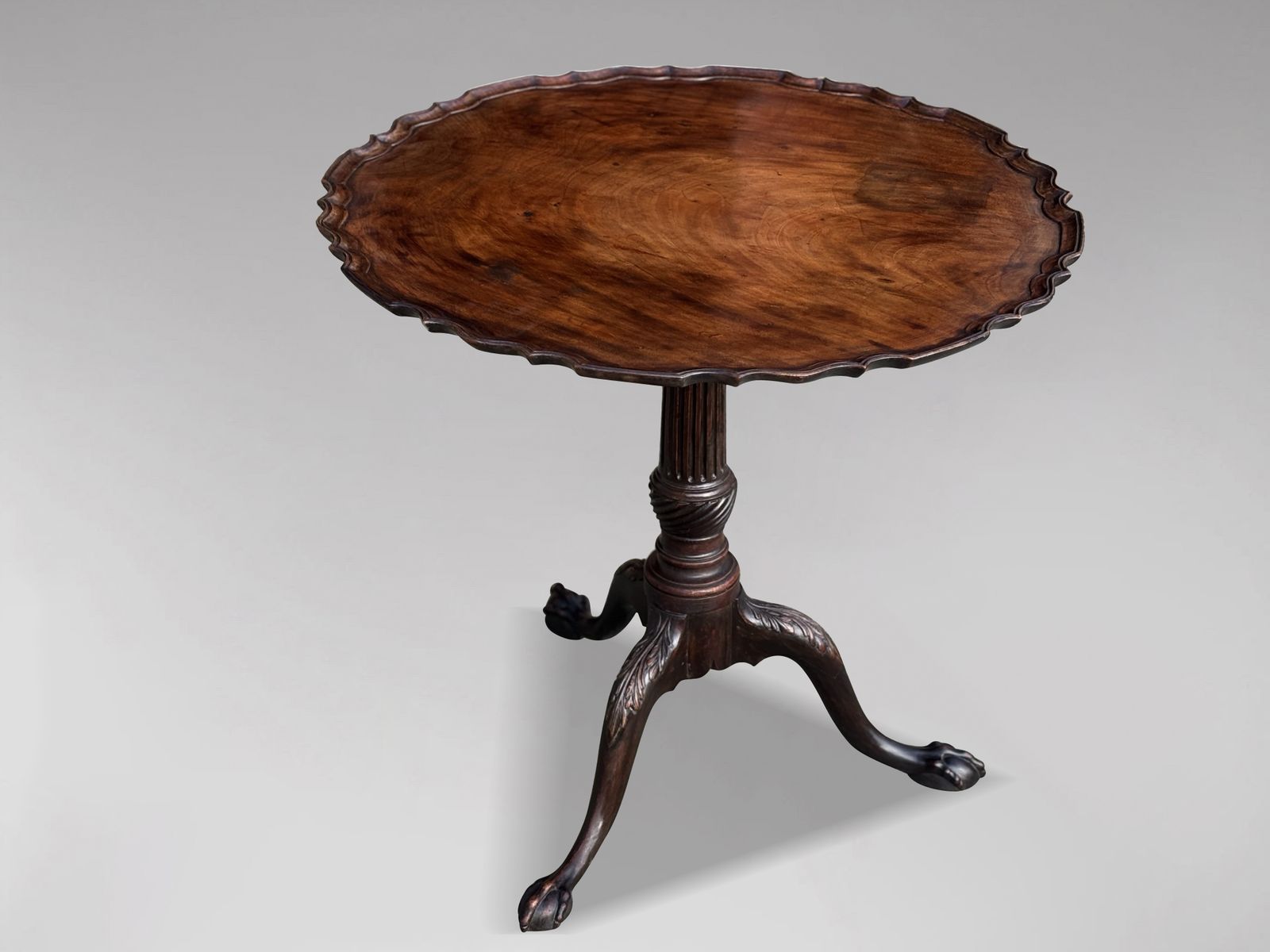 18th Century George III Period Mahogany Pie Crust Edge Tripod Table photo for sale