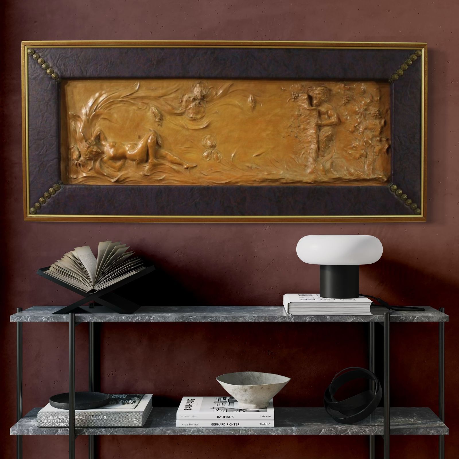 photo furniture French Terracotta Bas Relief, Venus With Faun From 20th Century