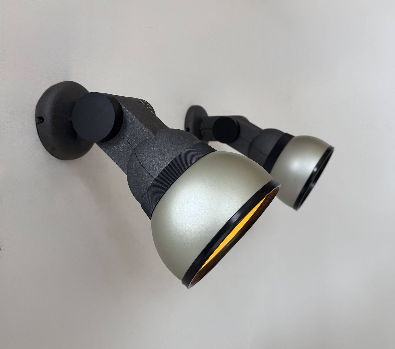 Pair Of Adjustable Vintage Wall Lights, Lacquered Metal, Lita France 1980 photo for sale