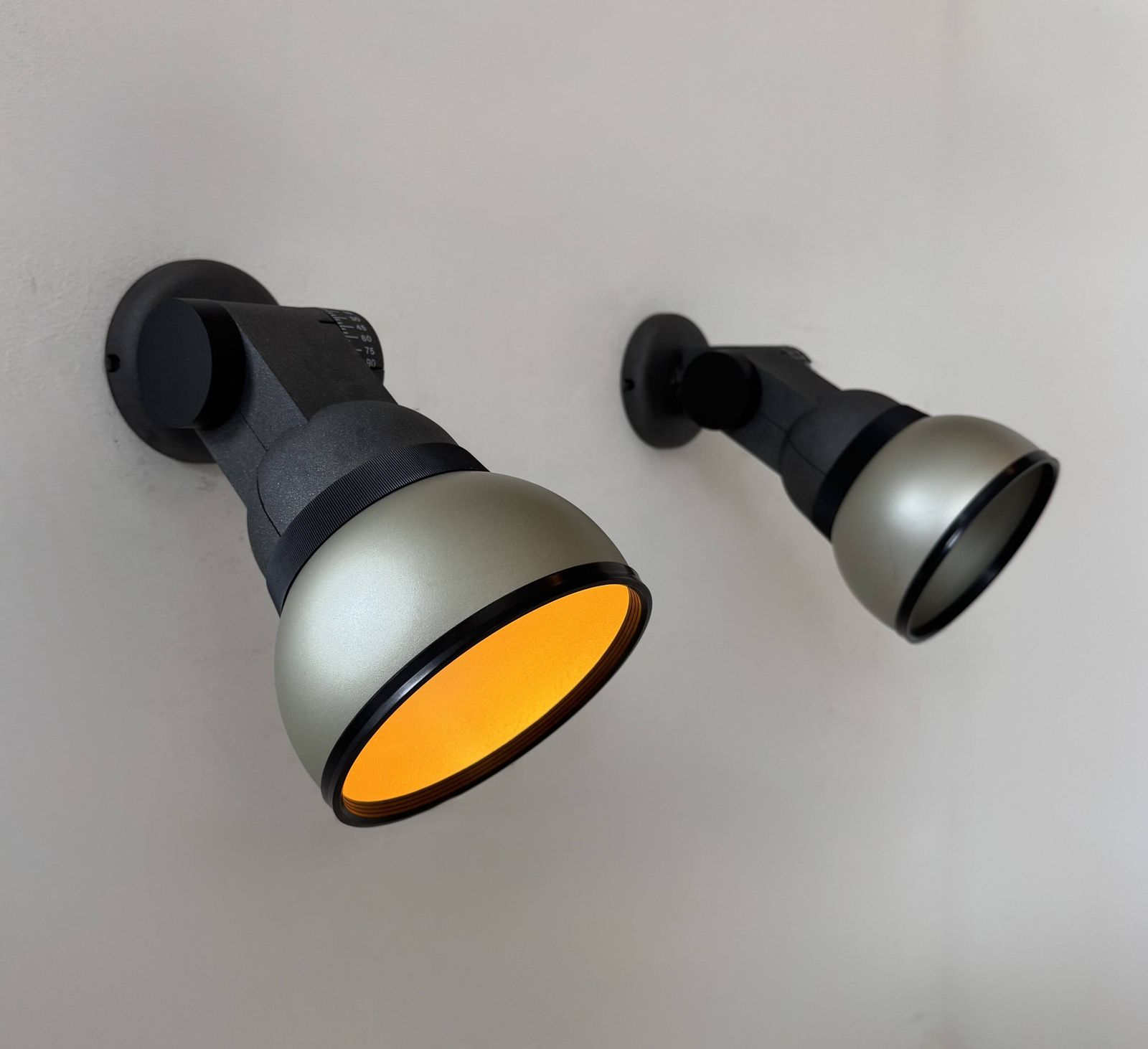 photo for sale Pair Of Adjustable Vintage Wall Lights, Lacquered Metal, Lita France 1980