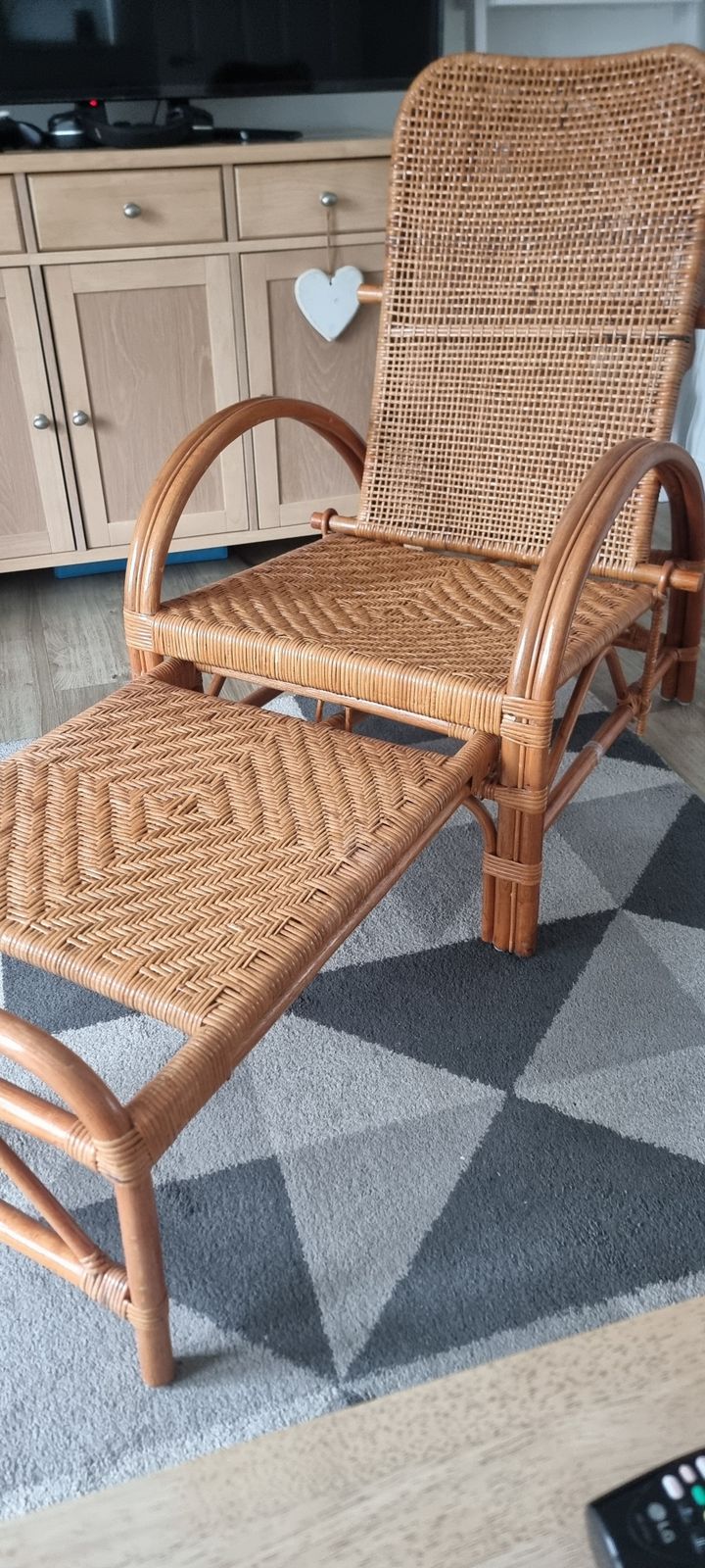 1950   1970 Rattan & Bamboo Lounge Chair photo vintage